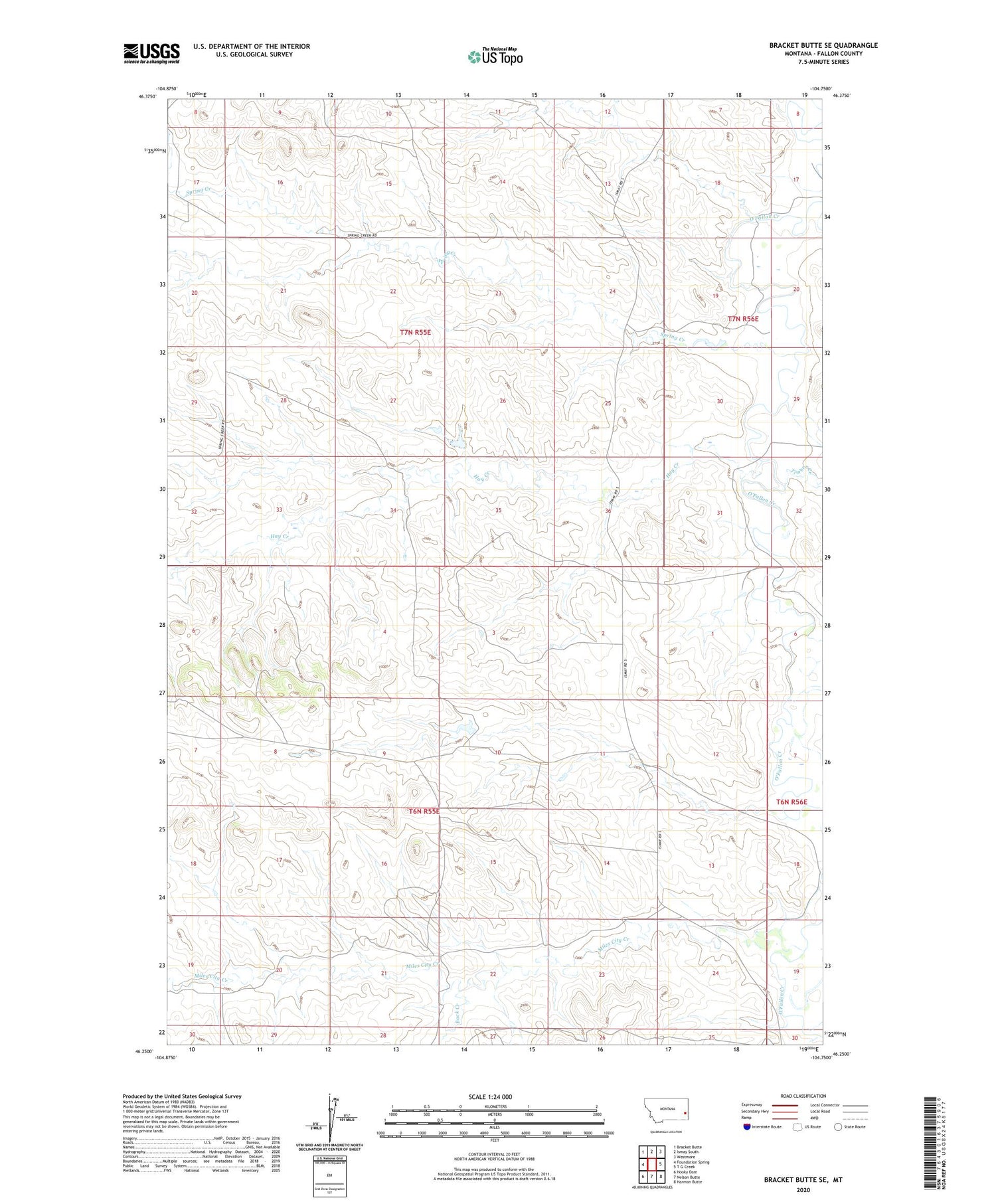 Bracket Butte SE Montana US Topo Map Image