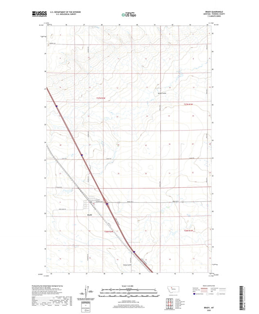 Brady Montana US Topo Map Image