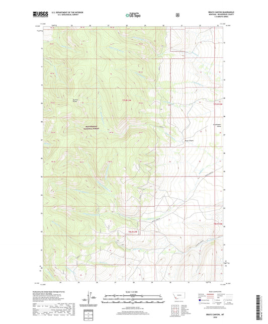 Brays Canyon Montana US Topo Map Image