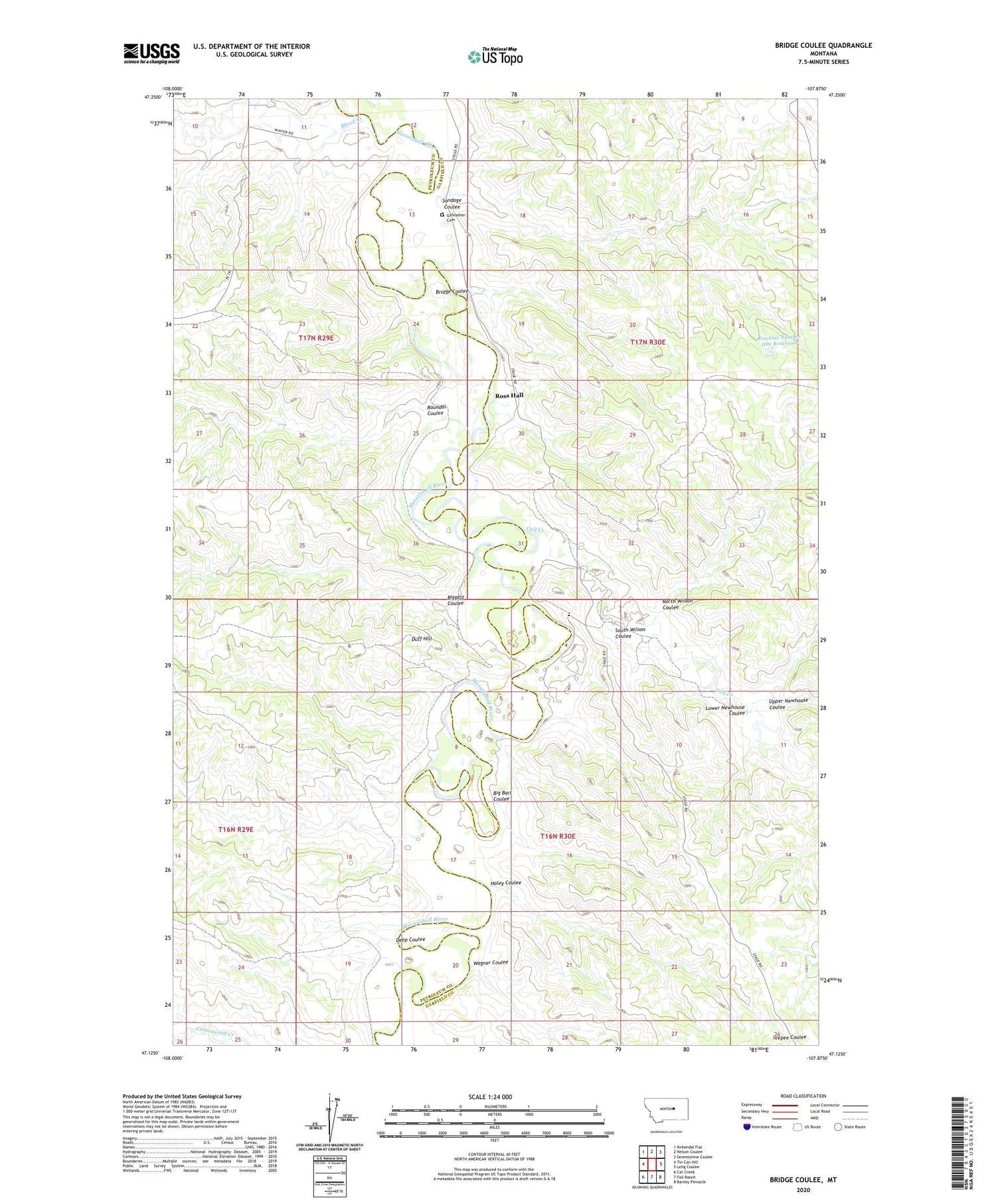Bridge Coulee Montana US Topo Map Image