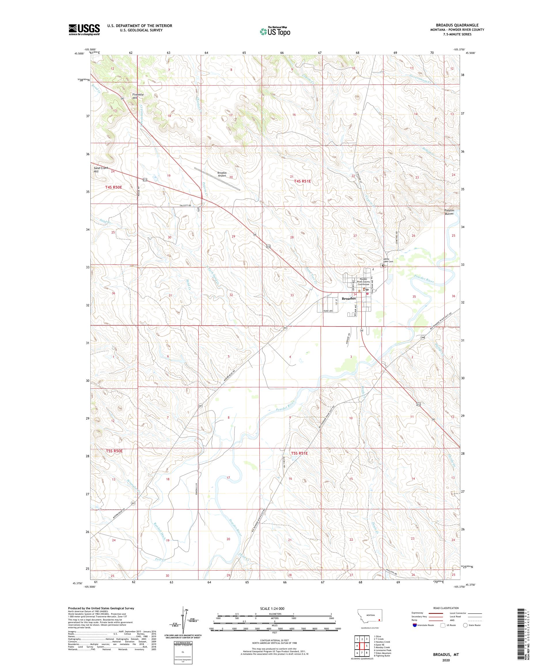 Broadus Montana US Topo Map – MyTopo Map Store