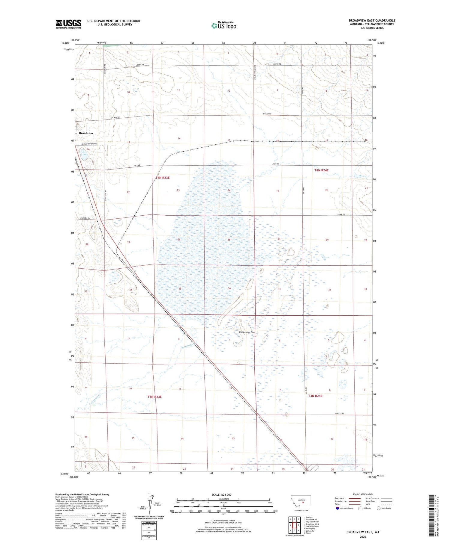 Broadview East Montana US Topo Map Image