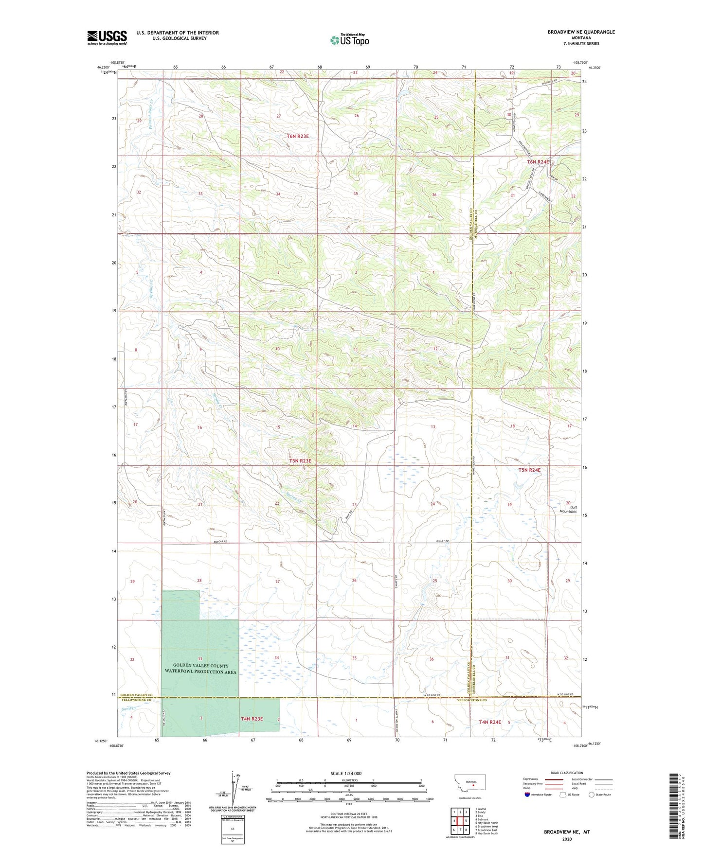 Broadview NE Montana US Topo Map Image