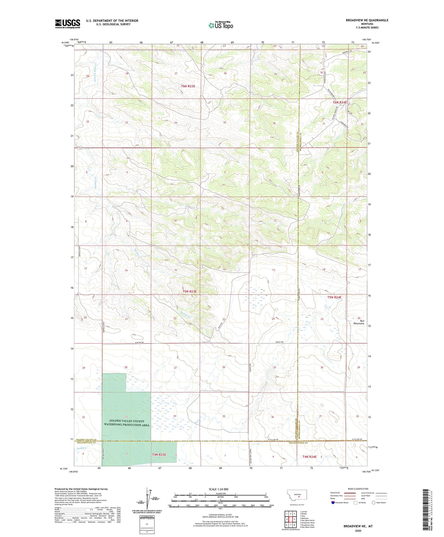 Broadview NE Montana US Topo Map Image