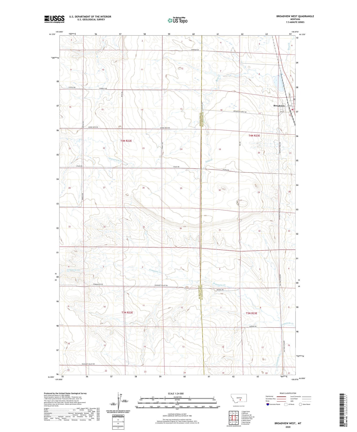 Broadview West Montana US Topo Map Image