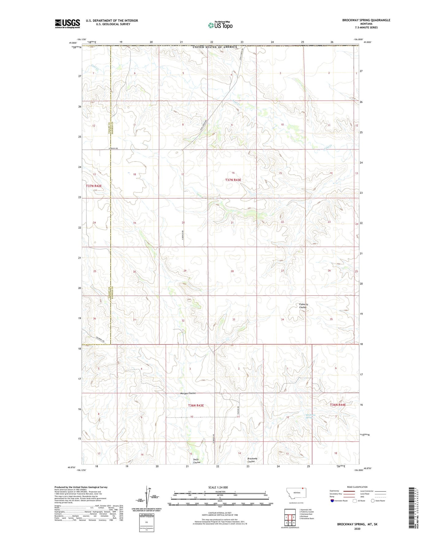 Brockway Spring Montana US Topo Map Image