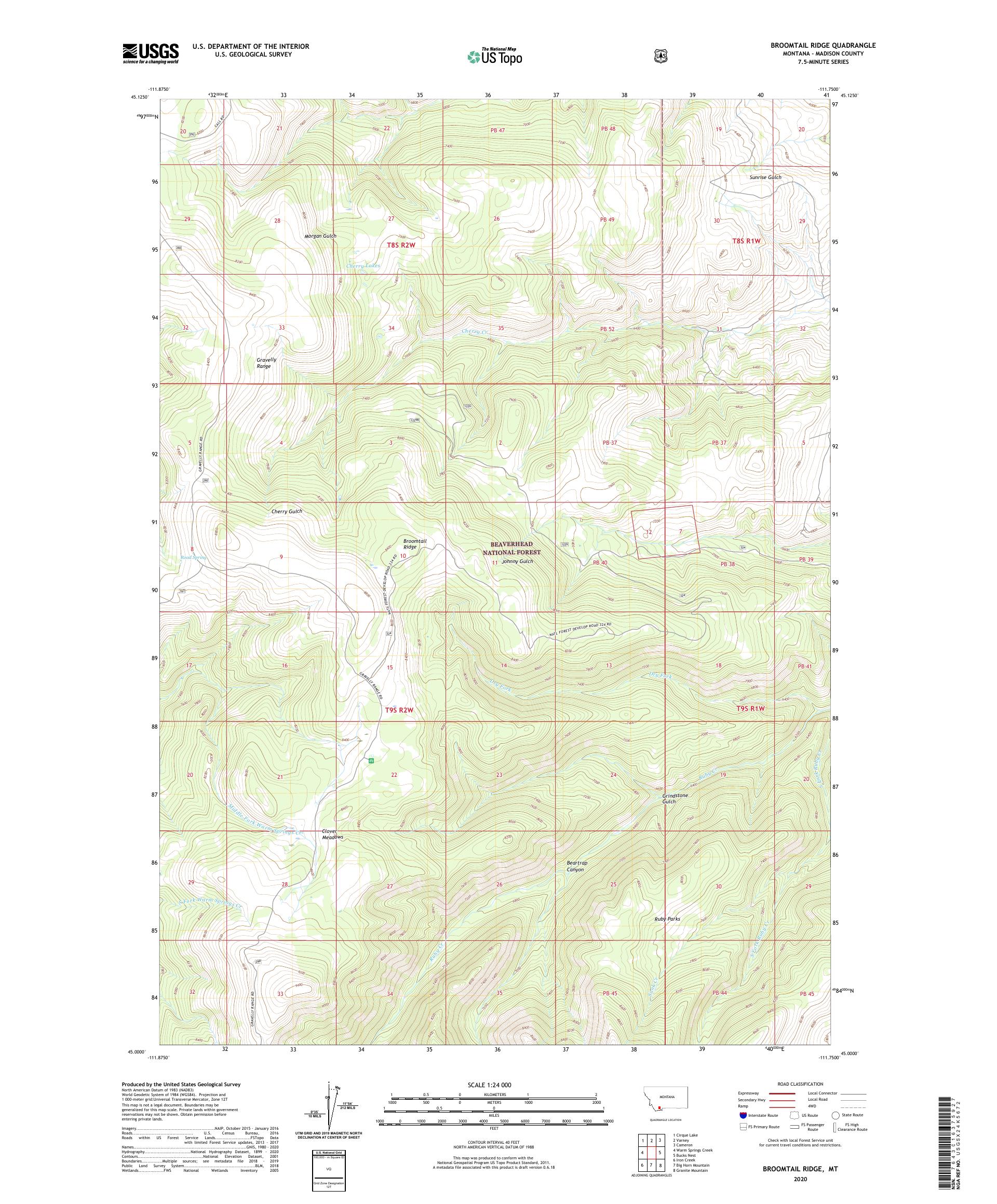Broomtail Ridge Montana US Topo Map – MyTopo Map Store