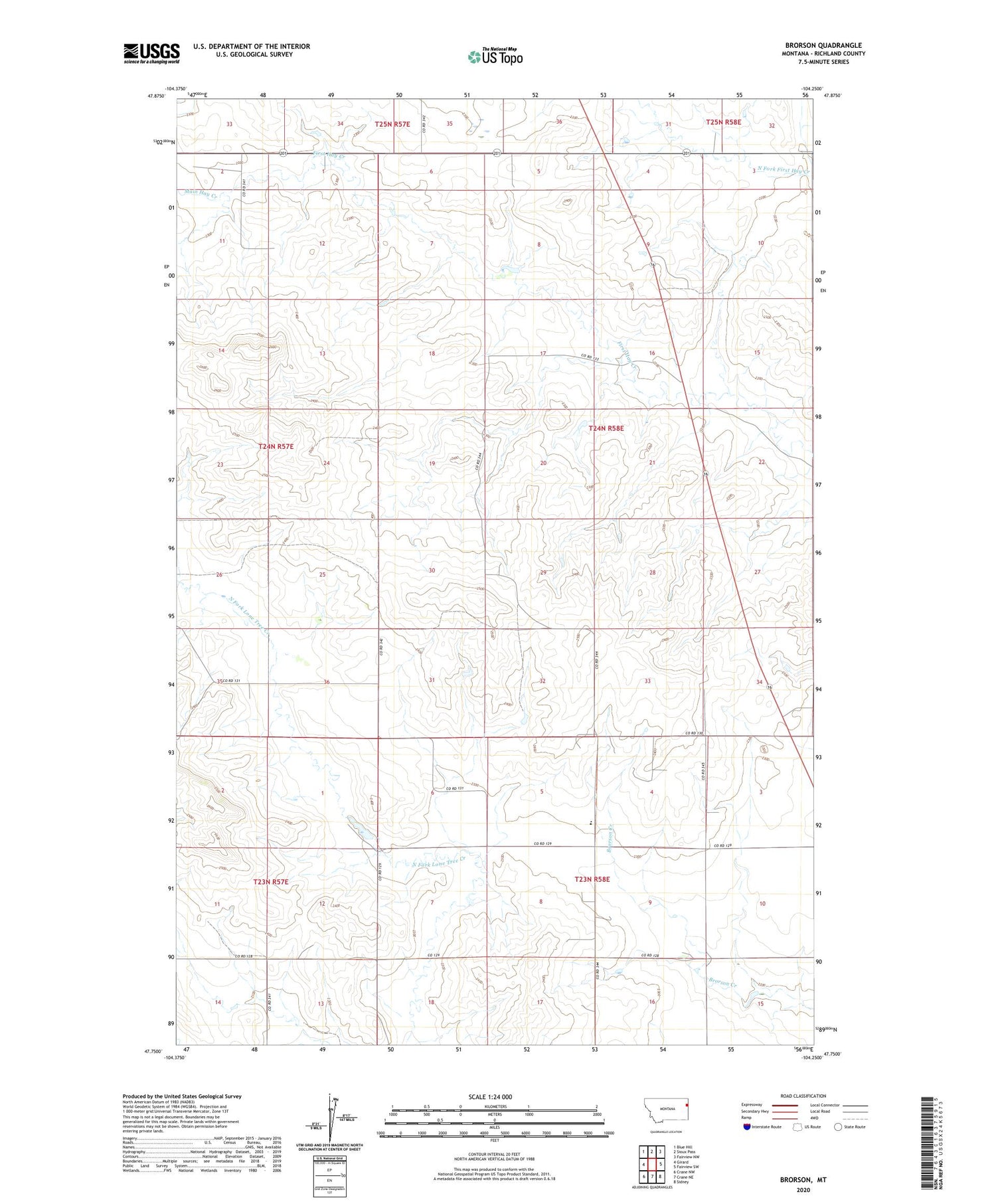 Brorson Montana US Topo Map Image