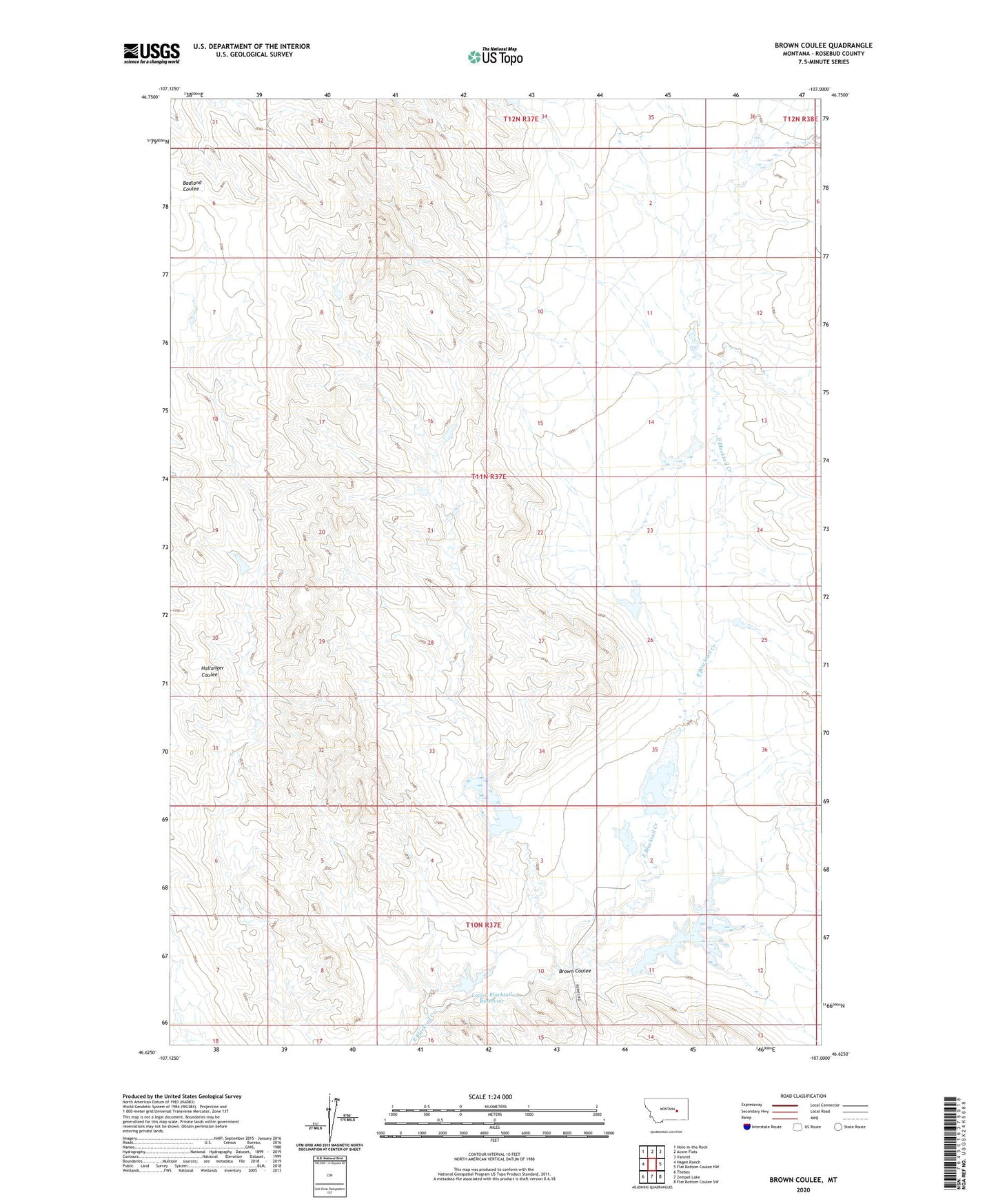 Brown Coulee Montana US Topo Map Image