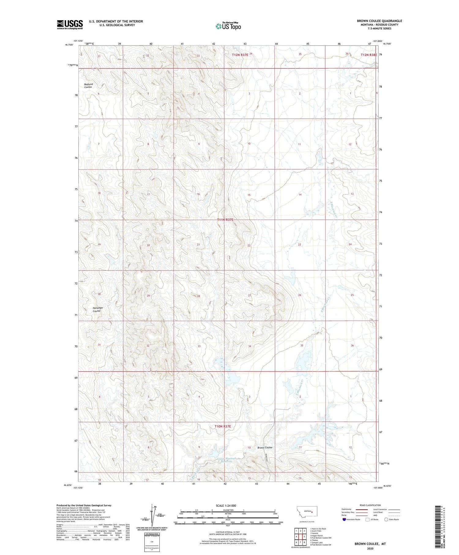 Brown Coulee Montana US Topo Map Image