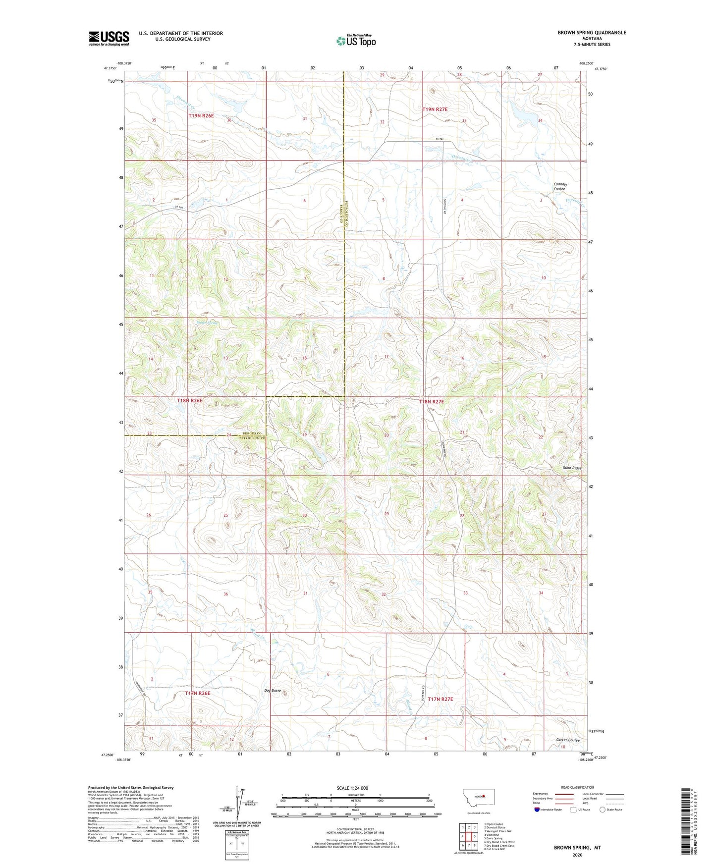 Brown Spring Montana US Topo Map Image
