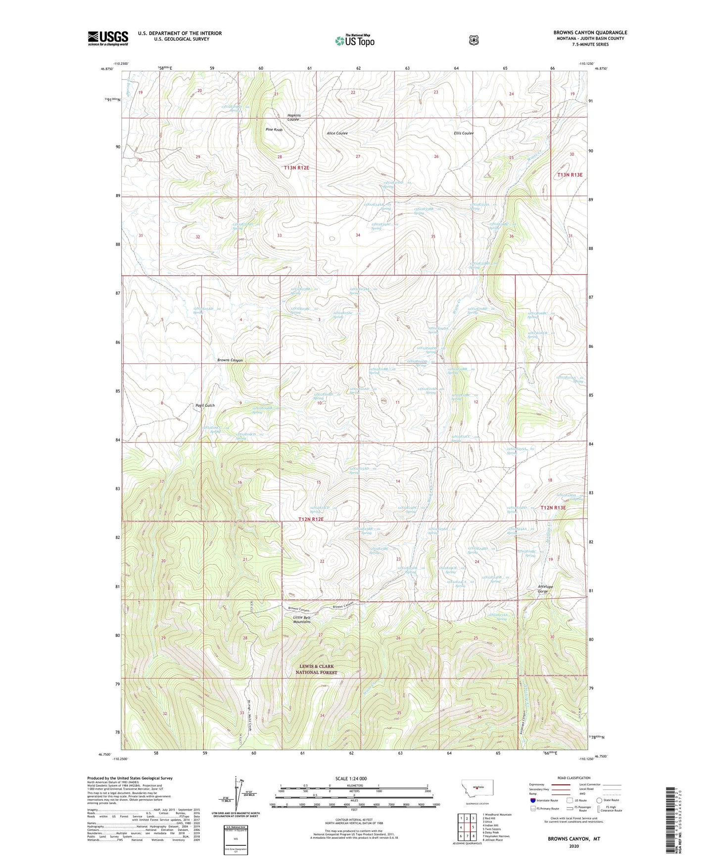 Browns Canyon Montana US Topo Map Image