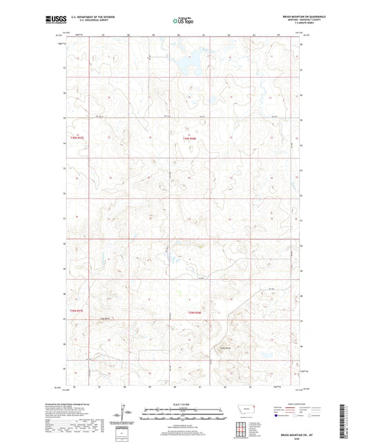 Brush Mountain SW Montana US Topo Map Image
