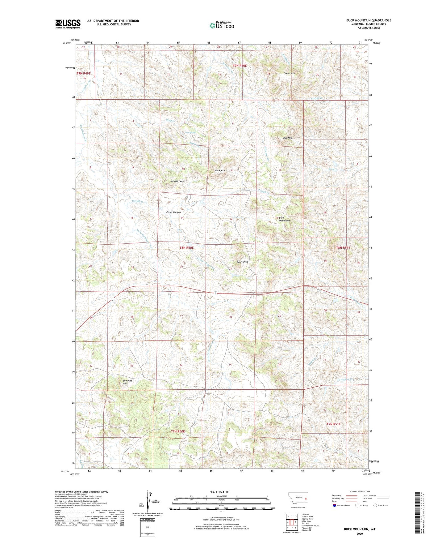 Buck Mountain Montana US Topo Map Image
