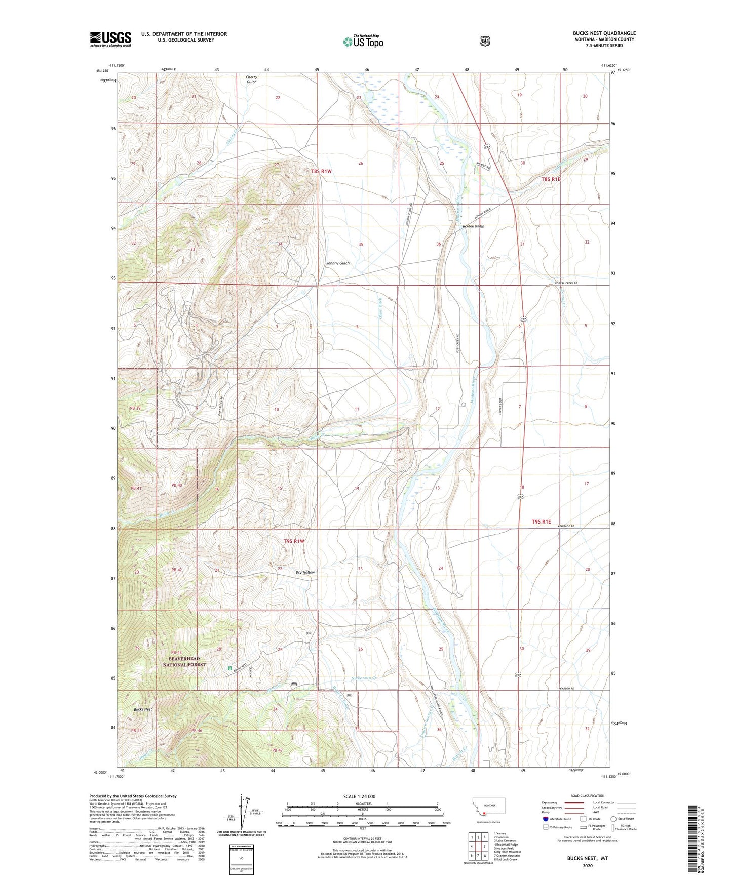 Bucks Nest Montana US Topo Map Image