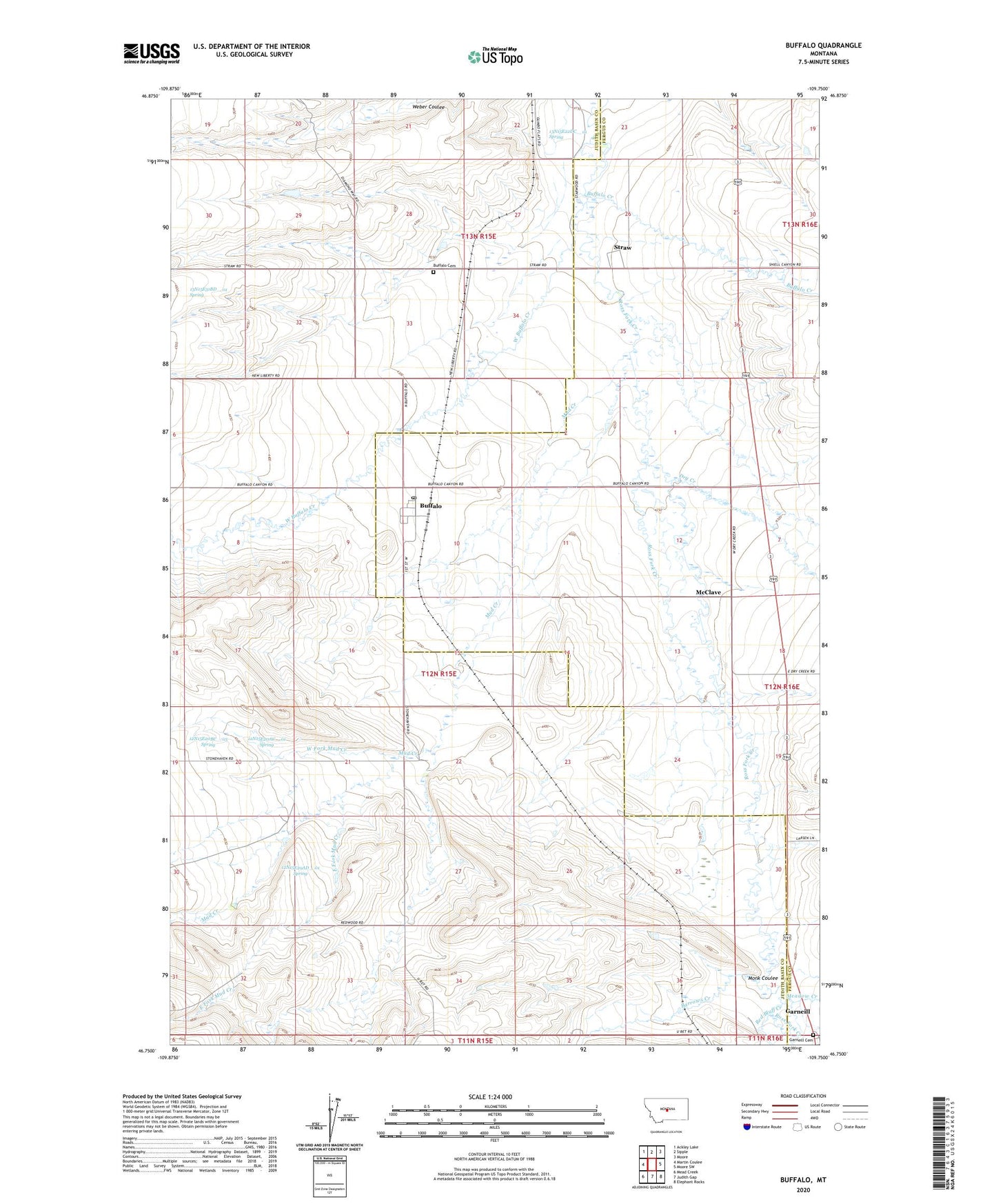 Buffalo Montana US Topo Map Image