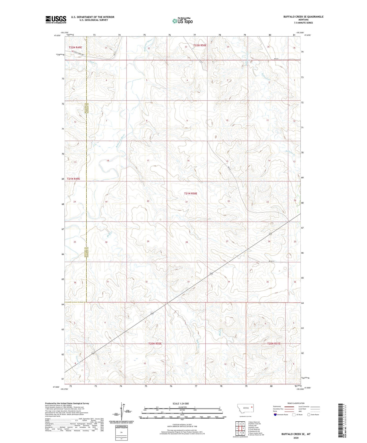 Buffalo Creek SE Montana US Topo Map Image