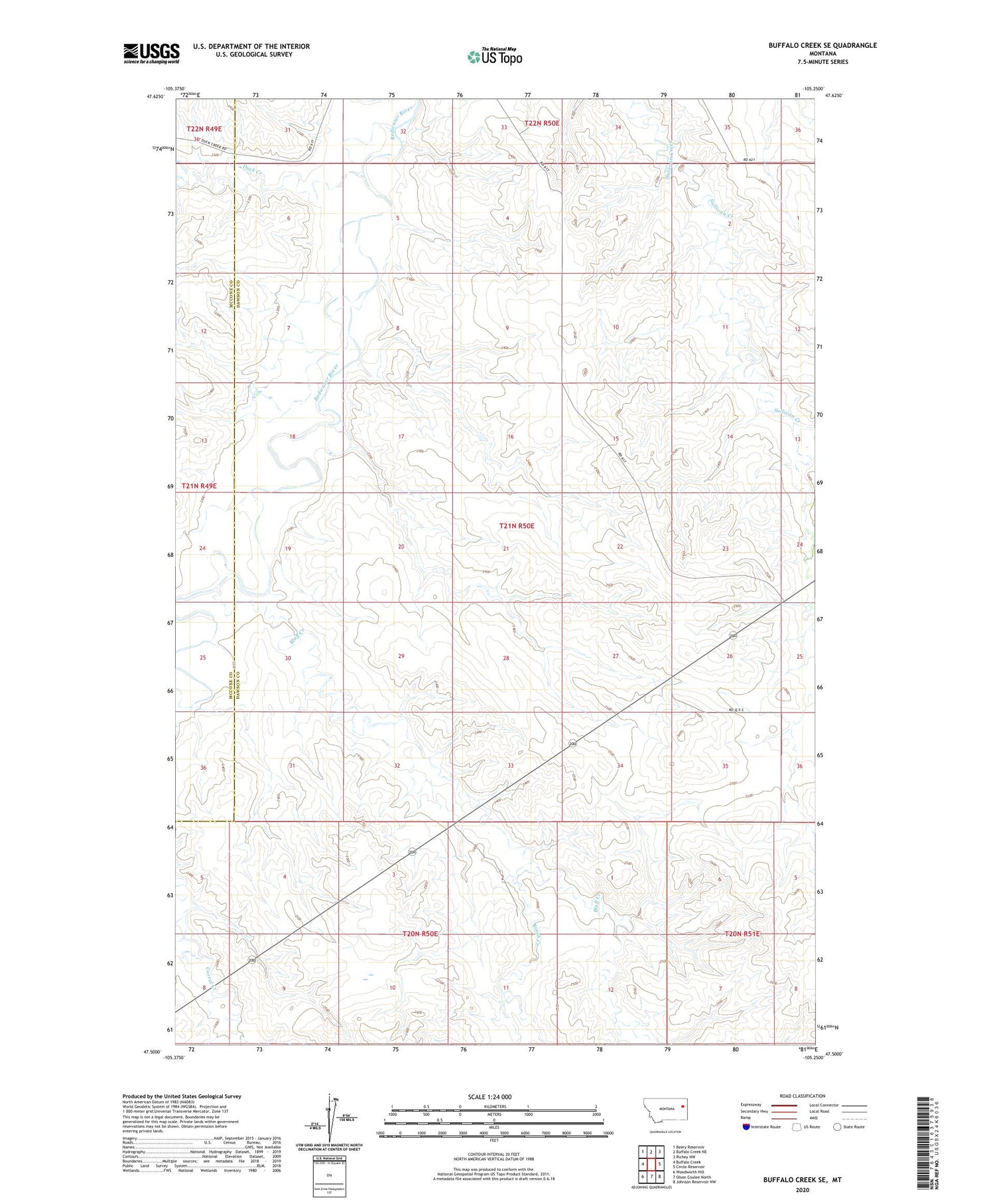 Buffalo Creek SE Montana US Topo Map Image