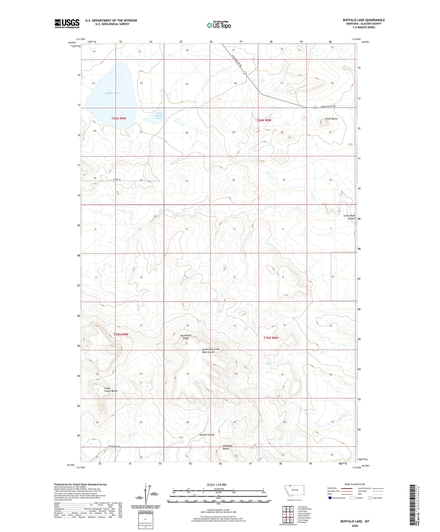 Buffalo Lake Montana US Topo Map Image