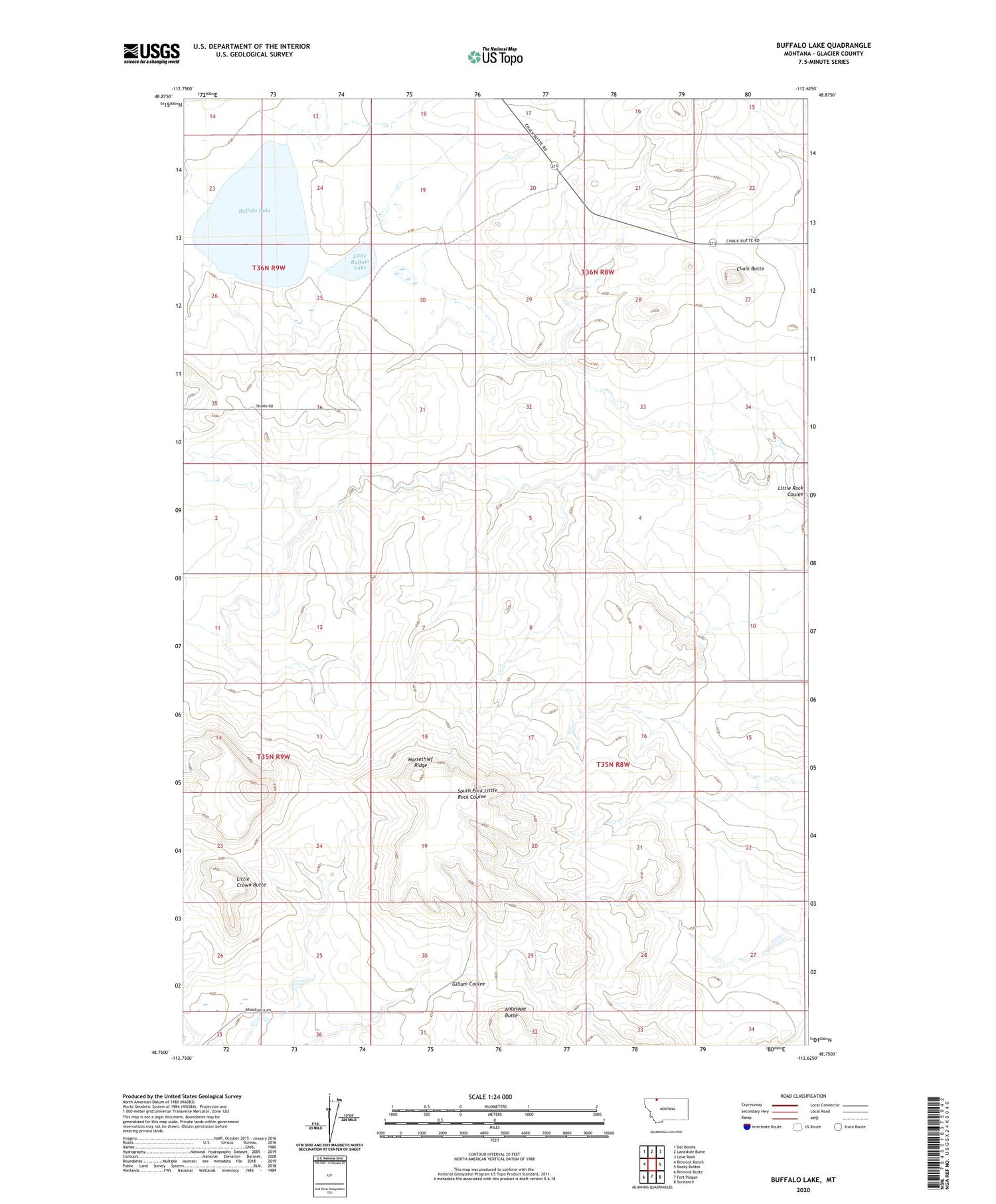 Buffalo Lake Montana US Topo Map Image
