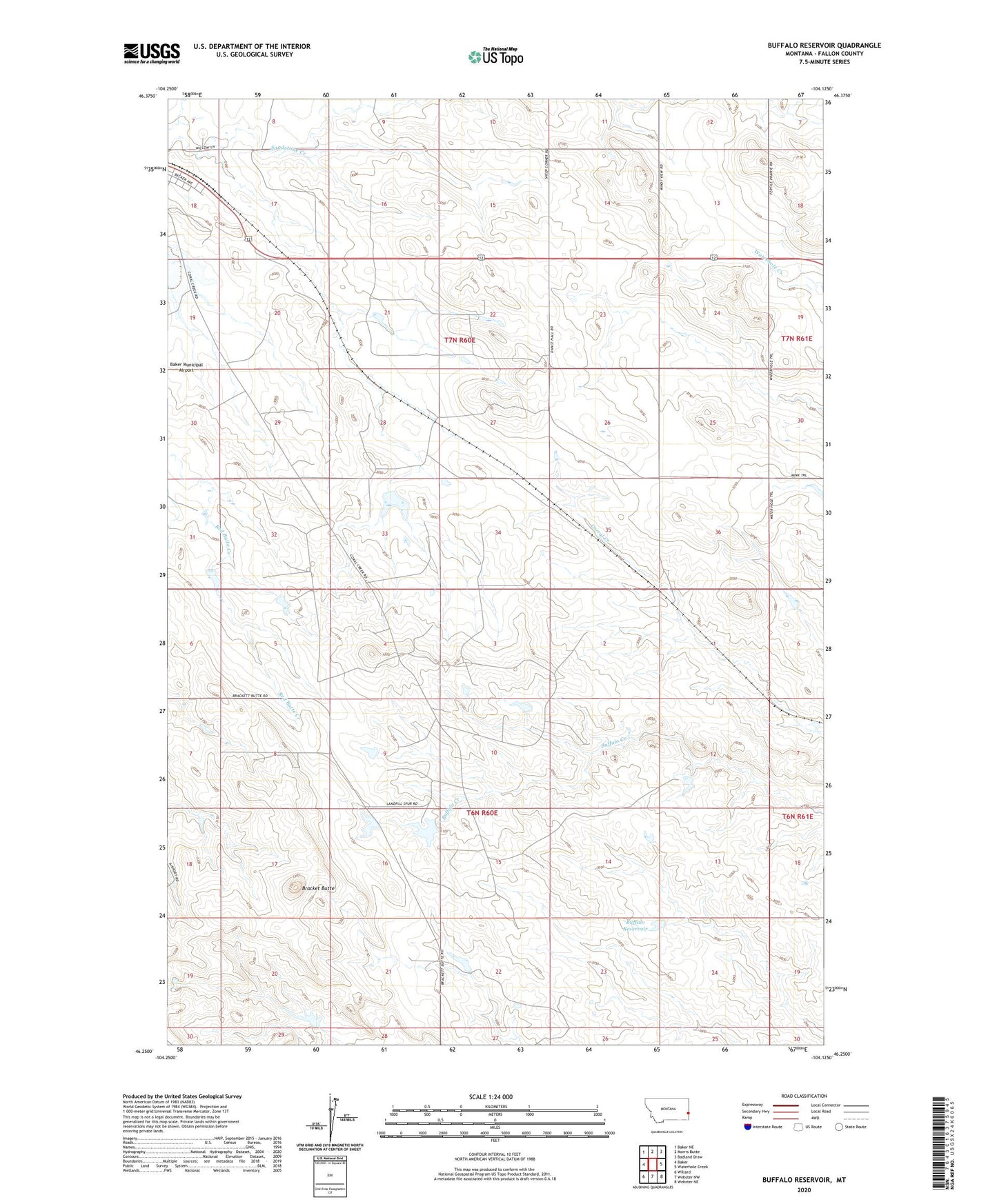 Buffalo Reservoir Montana US Topo Map Image