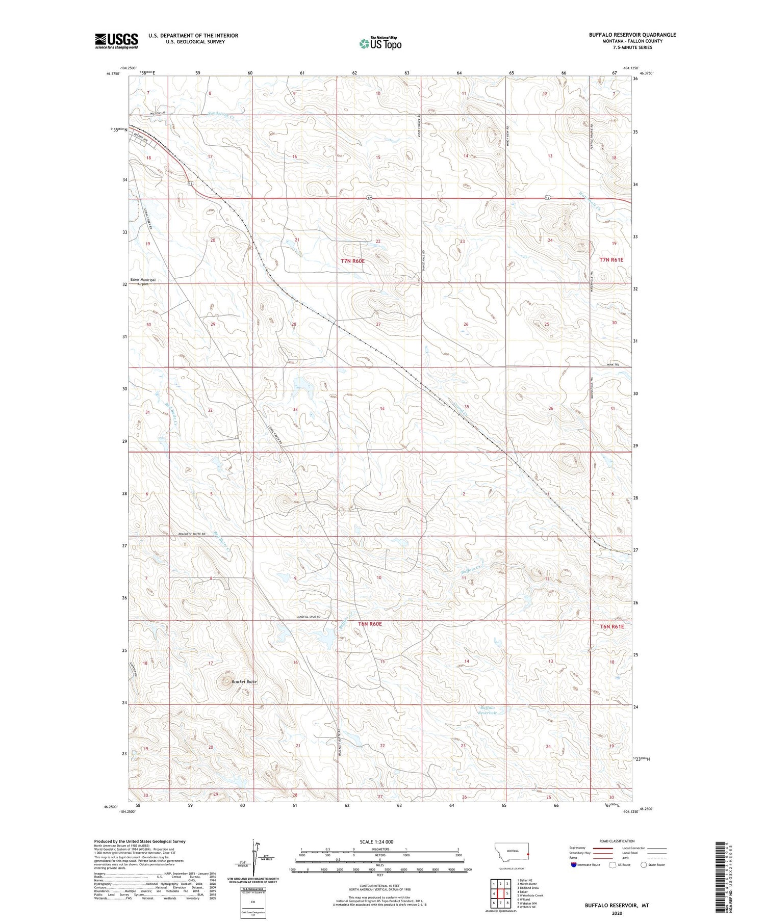 Buffalo Reservoir Montana US Topo Map Image