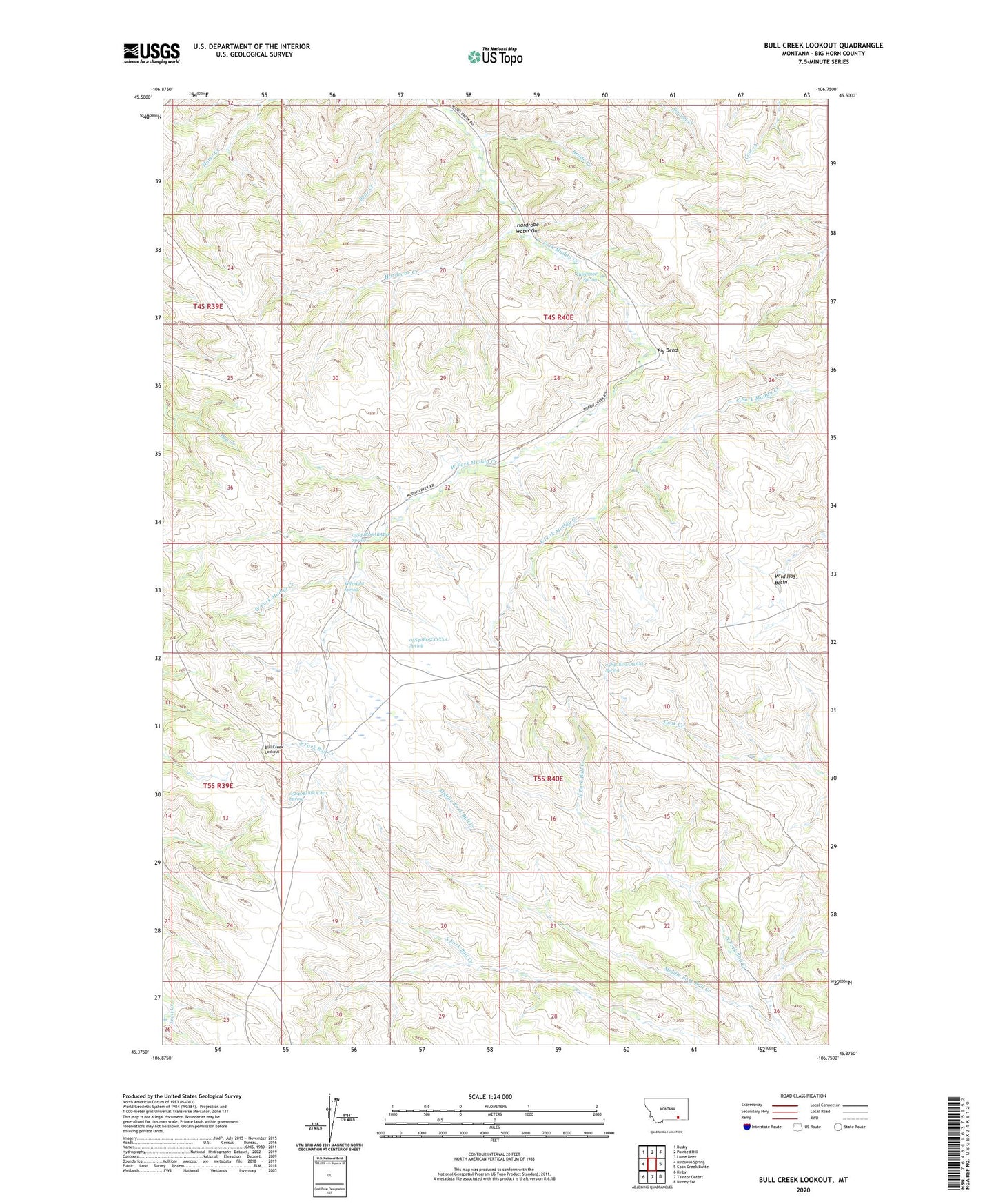 Bull Creek Lookout Montana US Topo Map Image