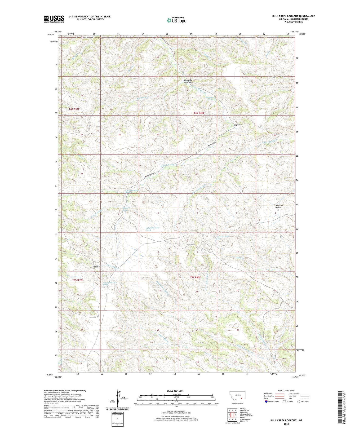 Bull Creek Lookout Montana US Topo Map Image