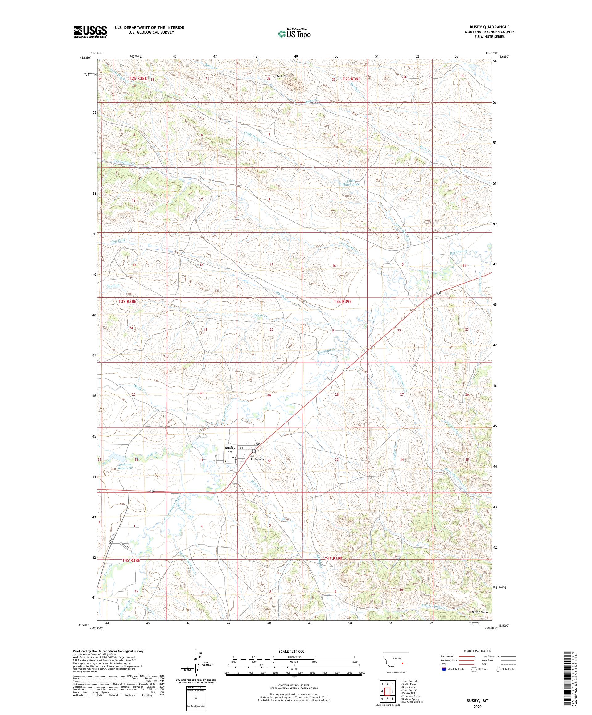 Busby Montana US Topo Map – MyTopo Map Store