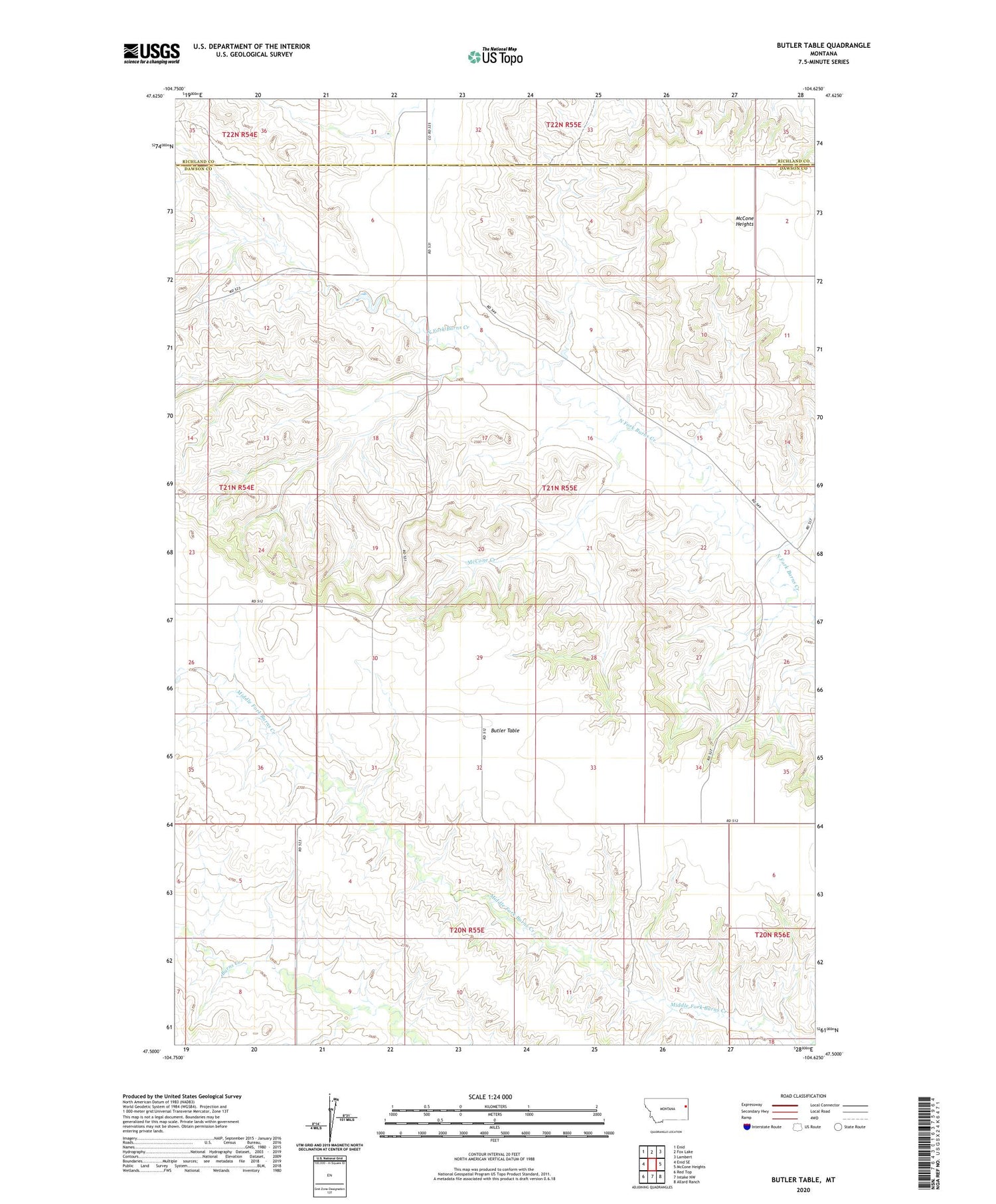 Butler Table Montana US Topo Map Image