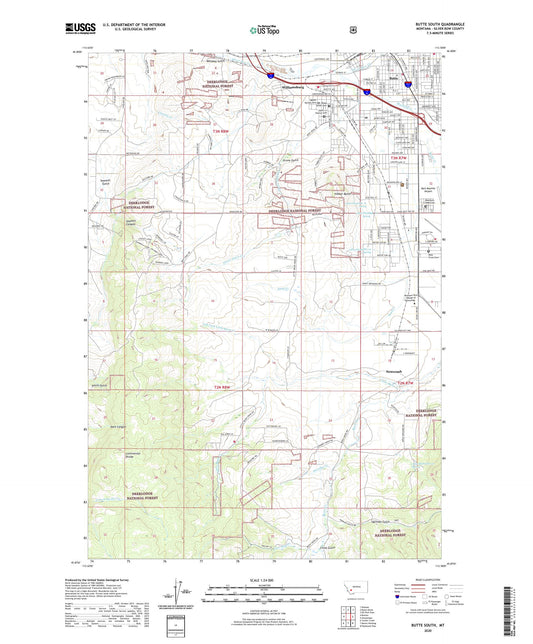Butte South Montana US Topo Map Image