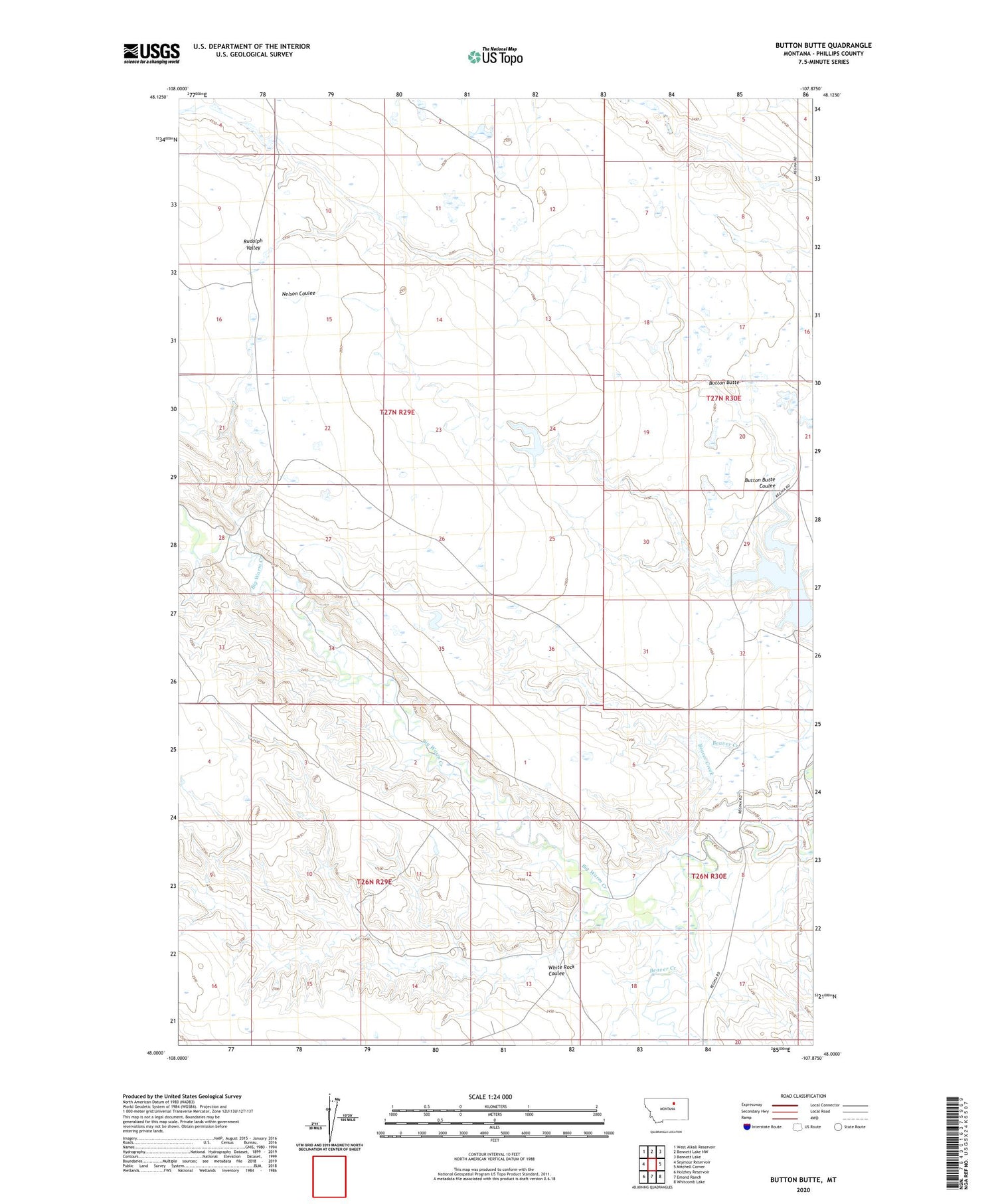 Button Butte Montana US Topo Map Image