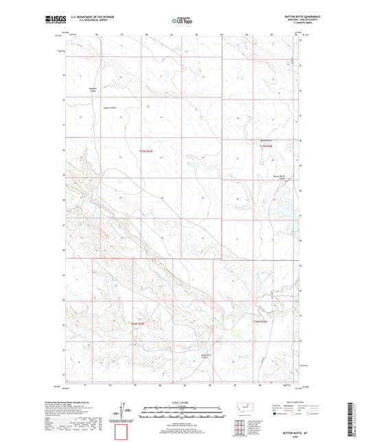Button Butte Montana US Topo Map Image