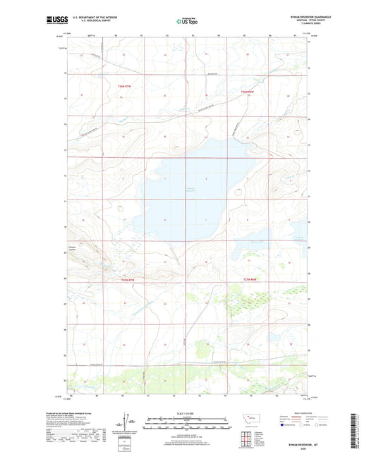 Bynum Reservoir Montana US Topo Map Image