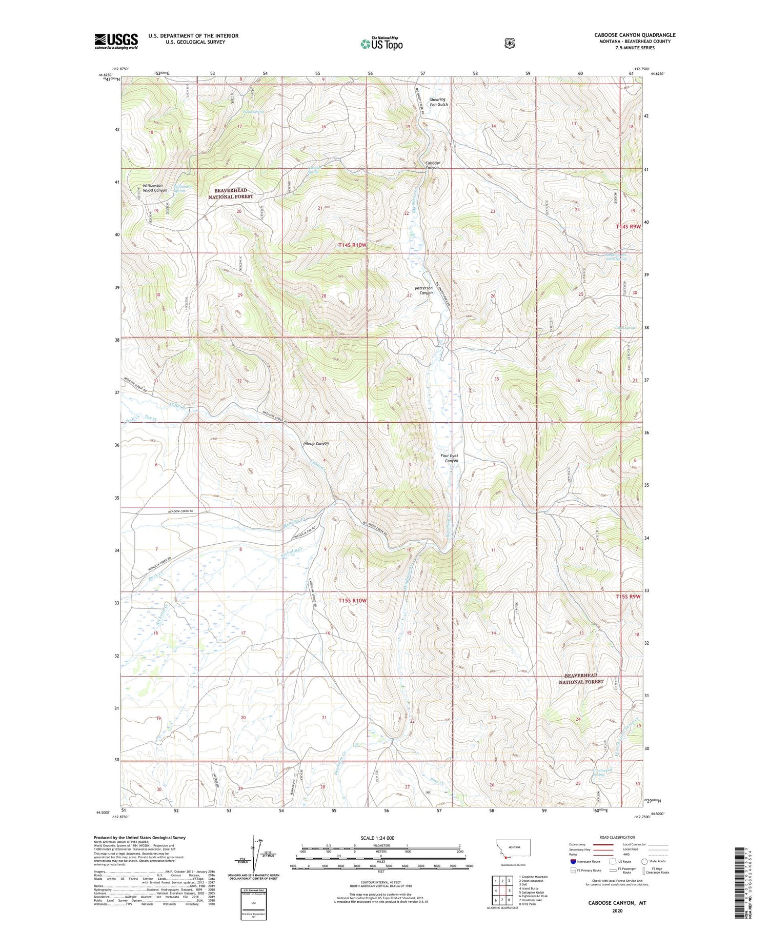 Caboose Canyon Montana US Topo Map Image