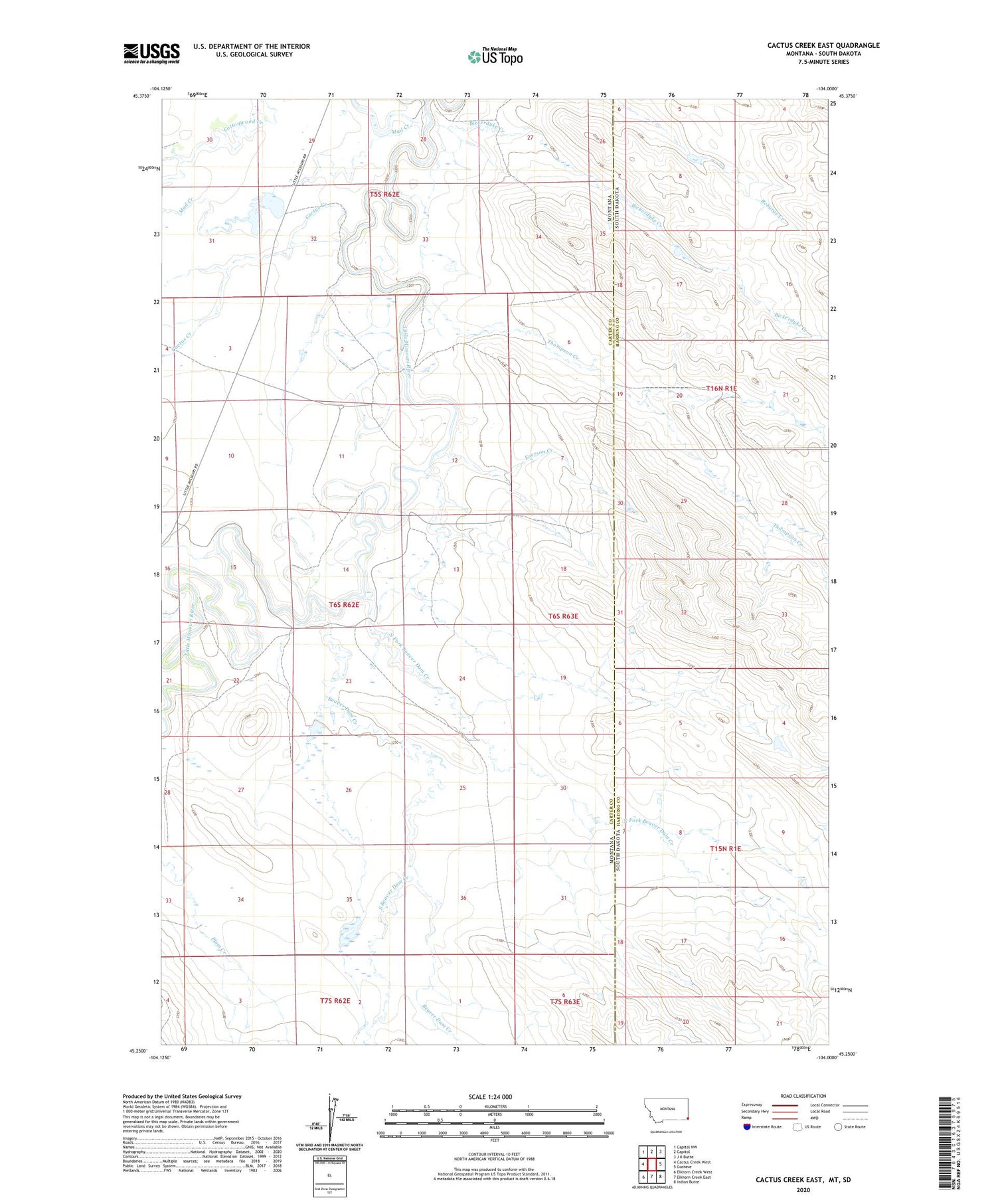 Cactus Creek East Montana US Topo Map Image