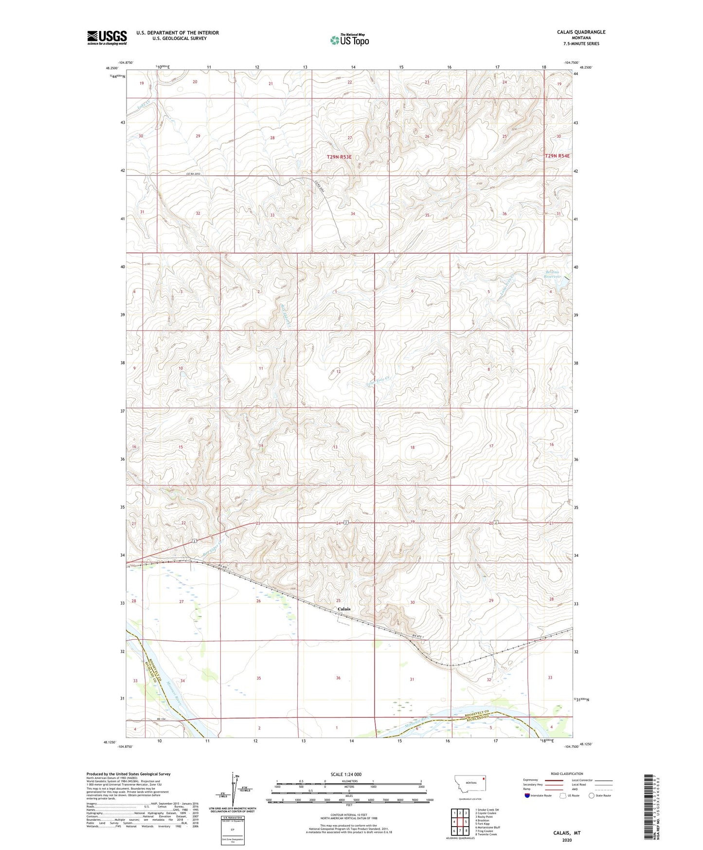 Calais Montana US Topo Map Image