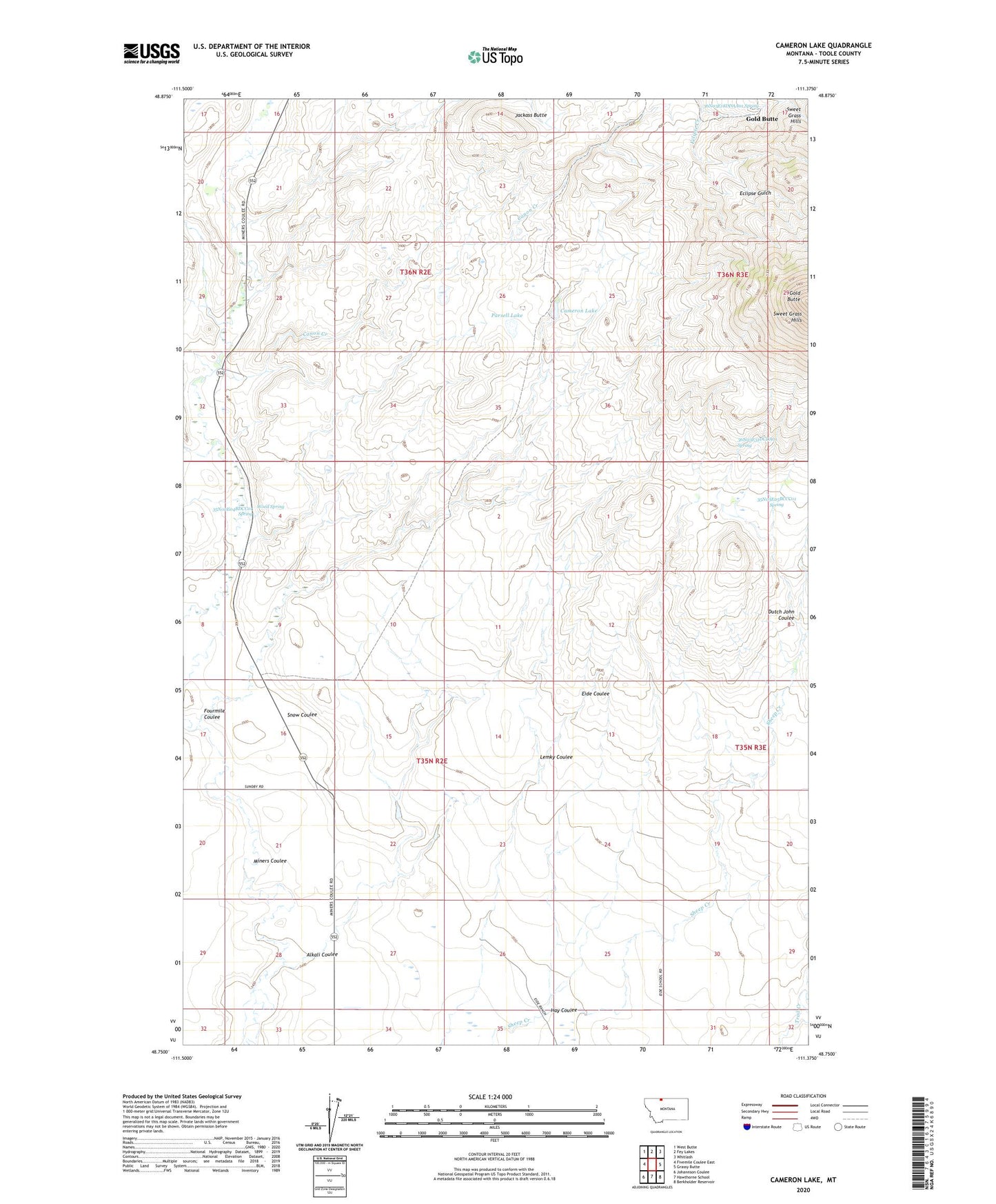 Cameron Lake Montana US Topo Map Image