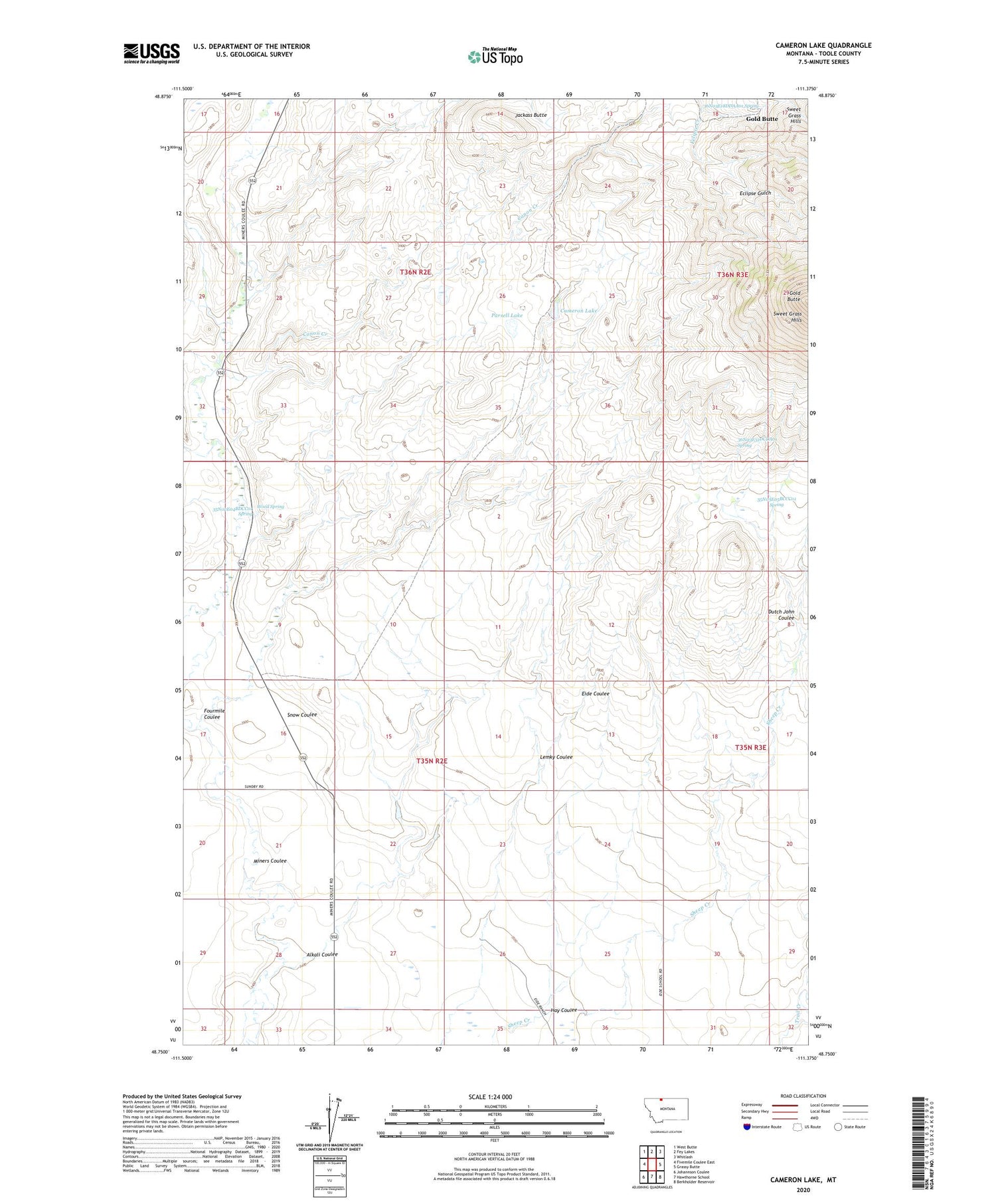 Cameron Lake Montana US Topo Map Image