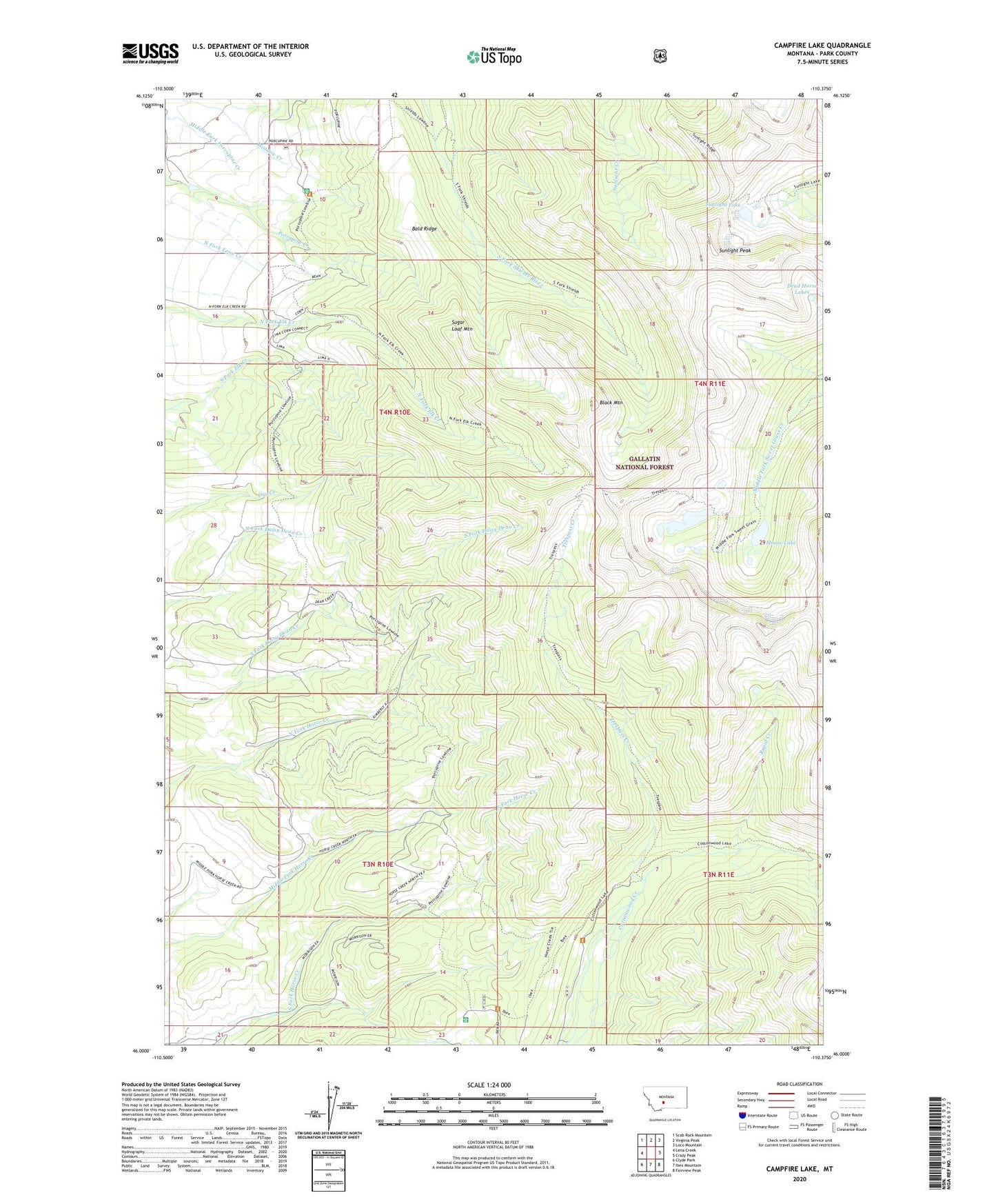 Campfire Lake Montana US Topo Map Image