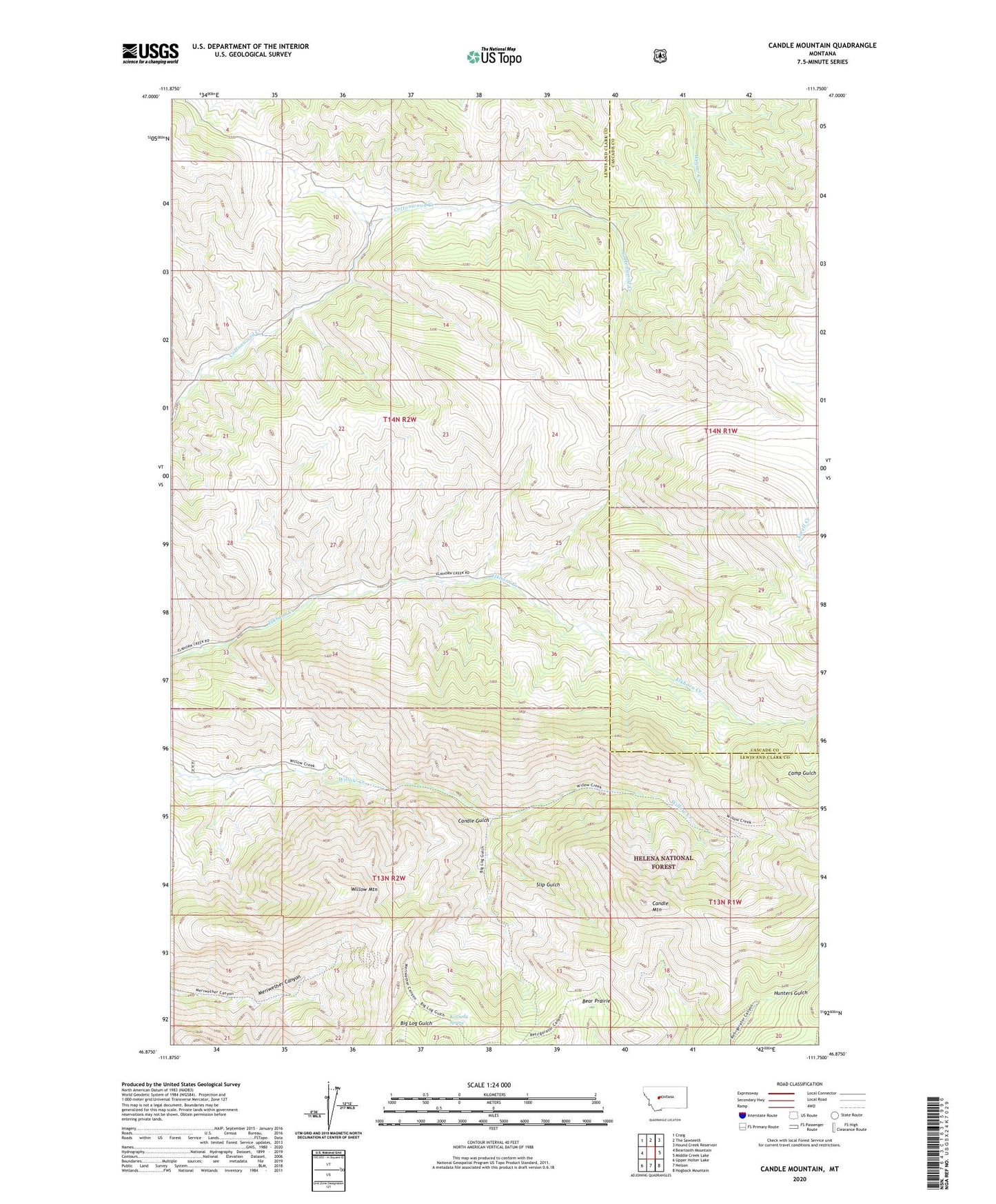 Candle Mountain Montana US Topo Map Image