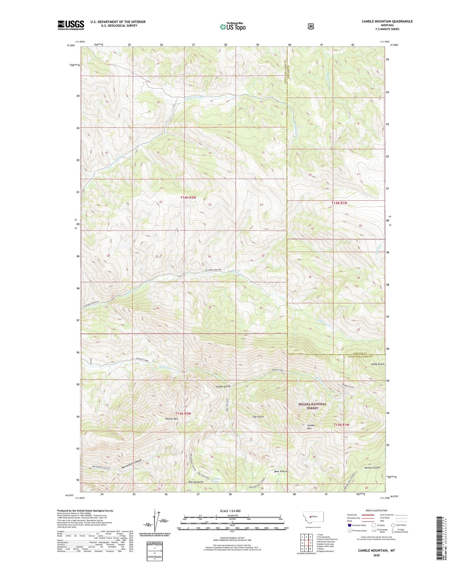 Candle Mountain Montana US Topo Map Image
