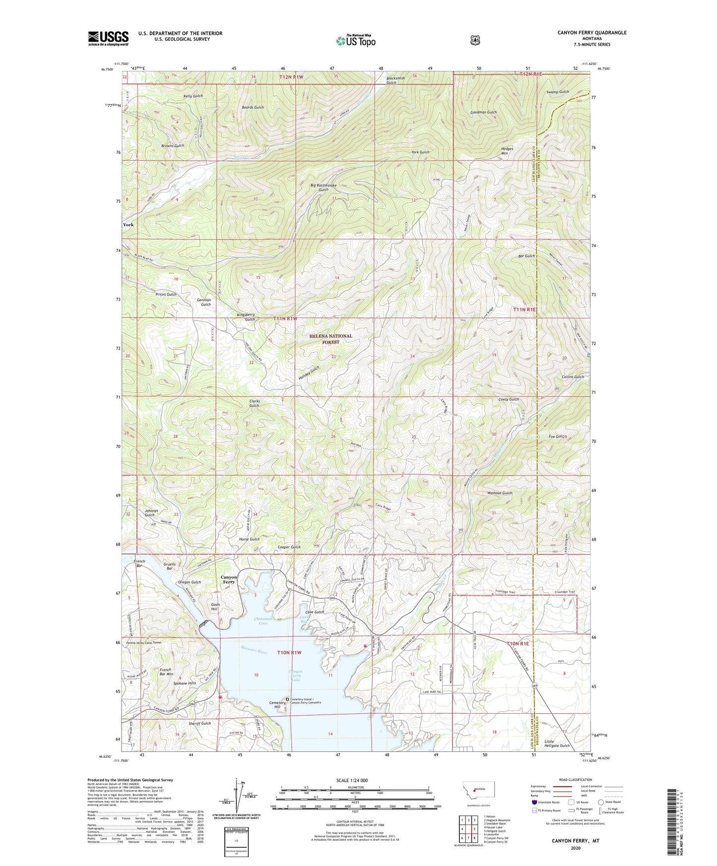 Canyon Ferry Montana US Topo Map Image