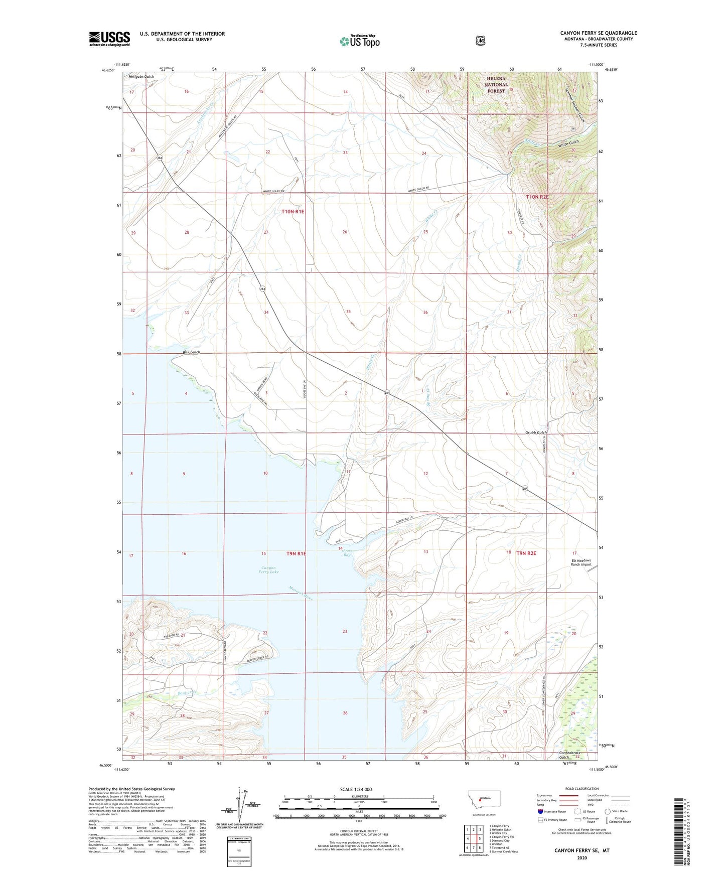 Canyon Ferry SE Montana US Topo Map Image