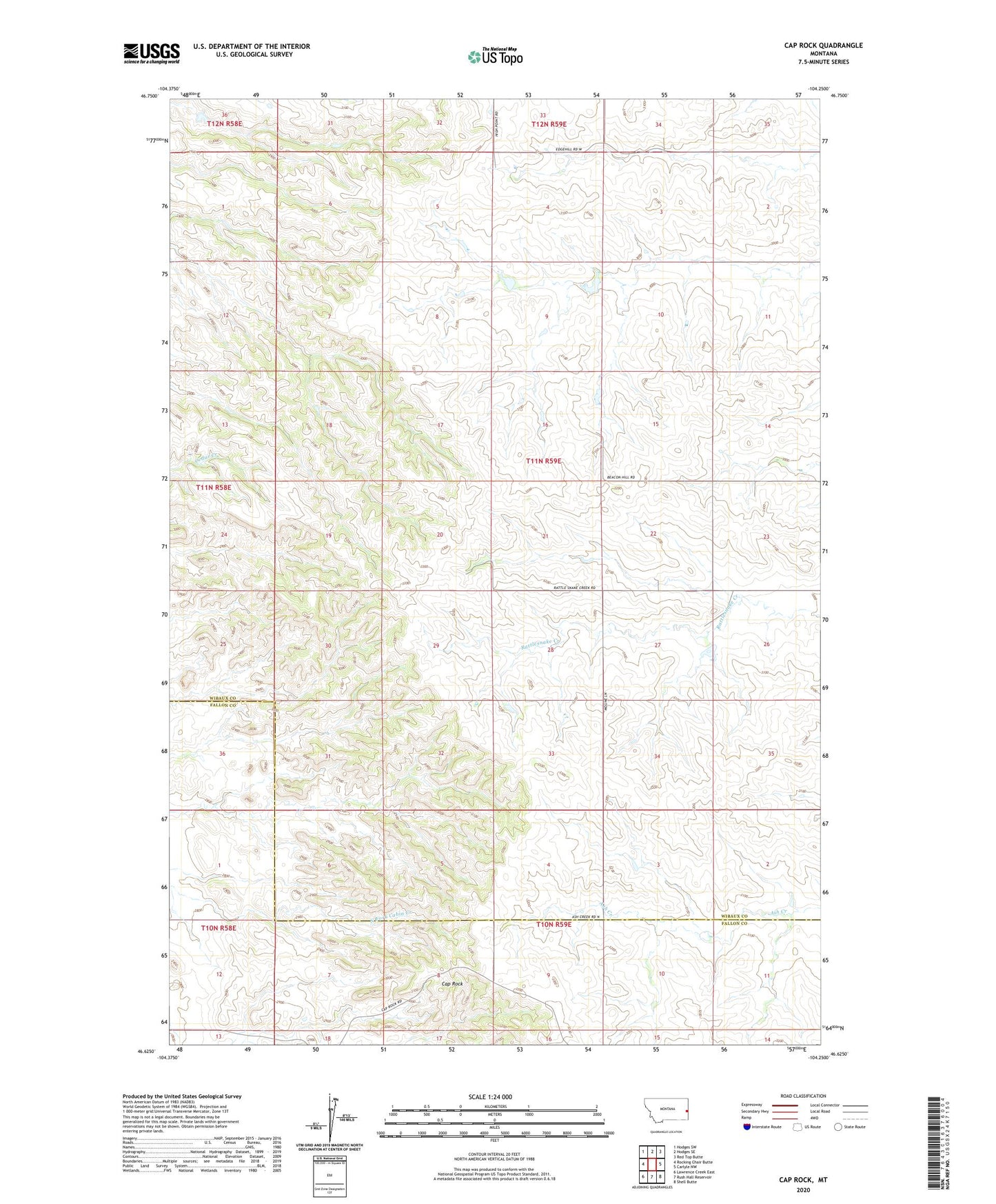 Cap Rock Montana US Topo Map Image