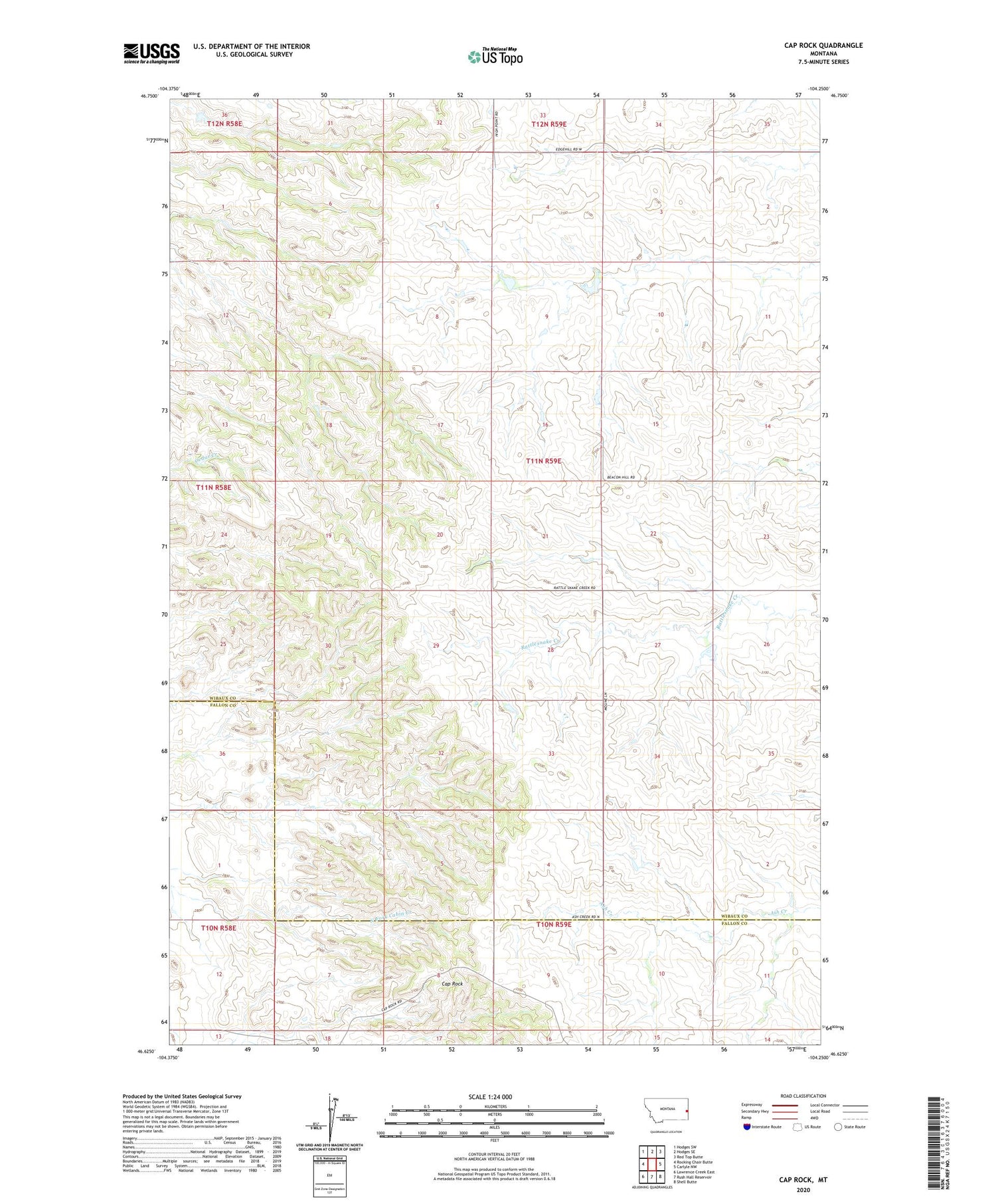 Cap Rock Montana US Topo Map Image