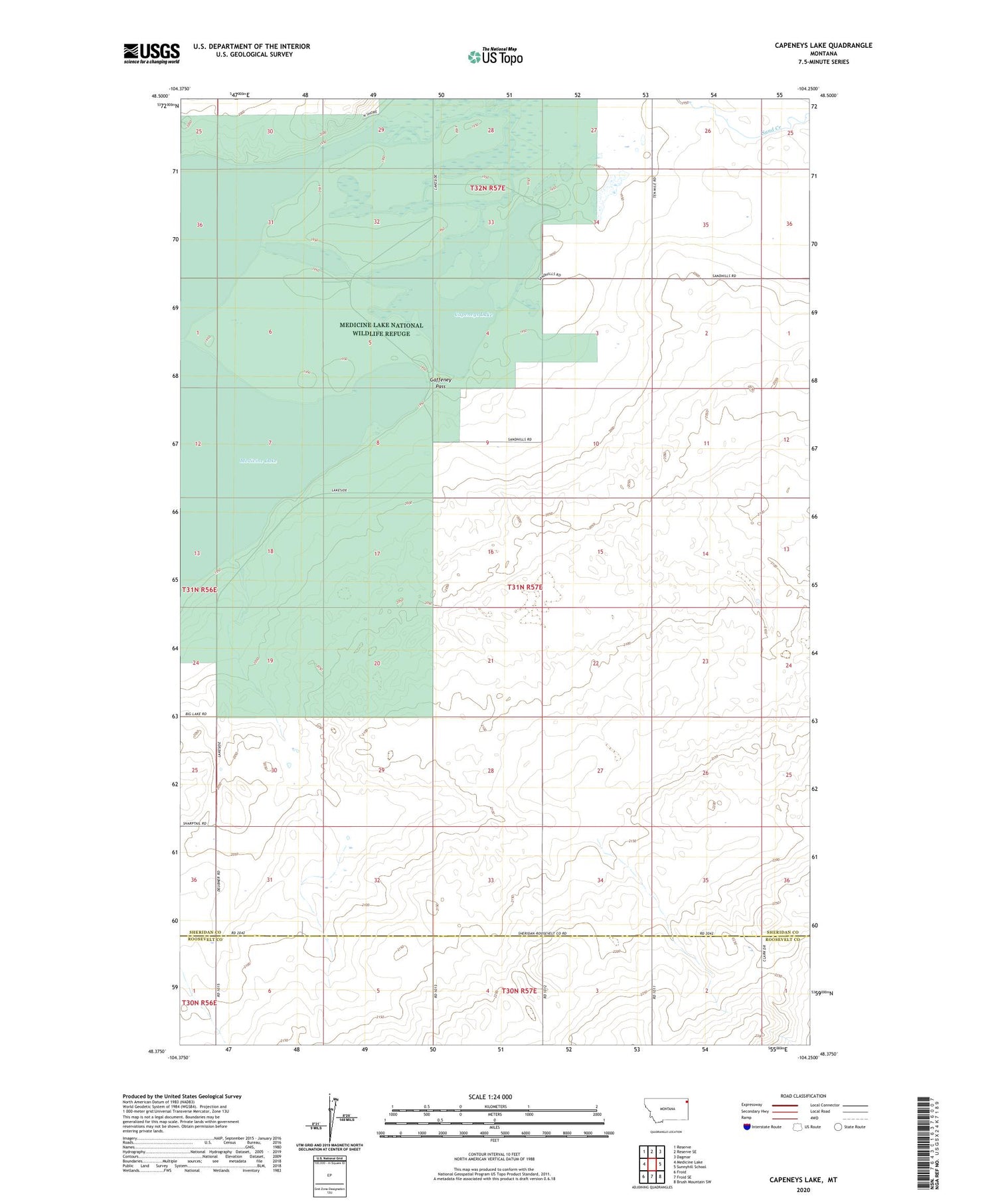 Capeneys Lake Montana US Topo Map Image