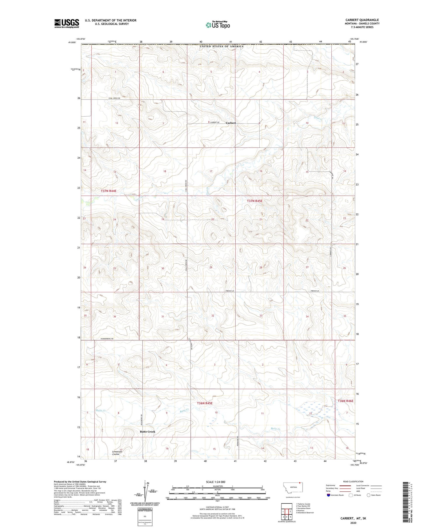 Carbert Montana US Topo Map Image