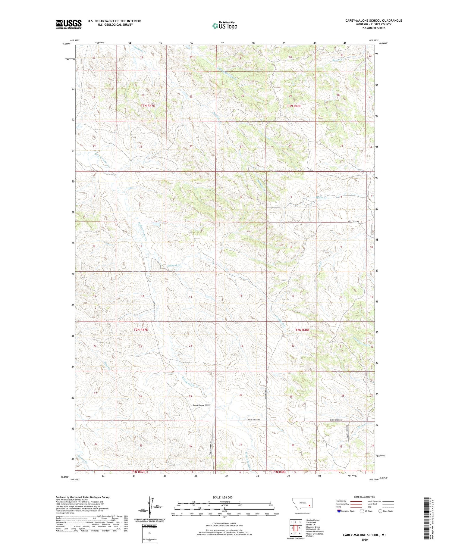 Carey-Malone School Montana US Topo Map Image