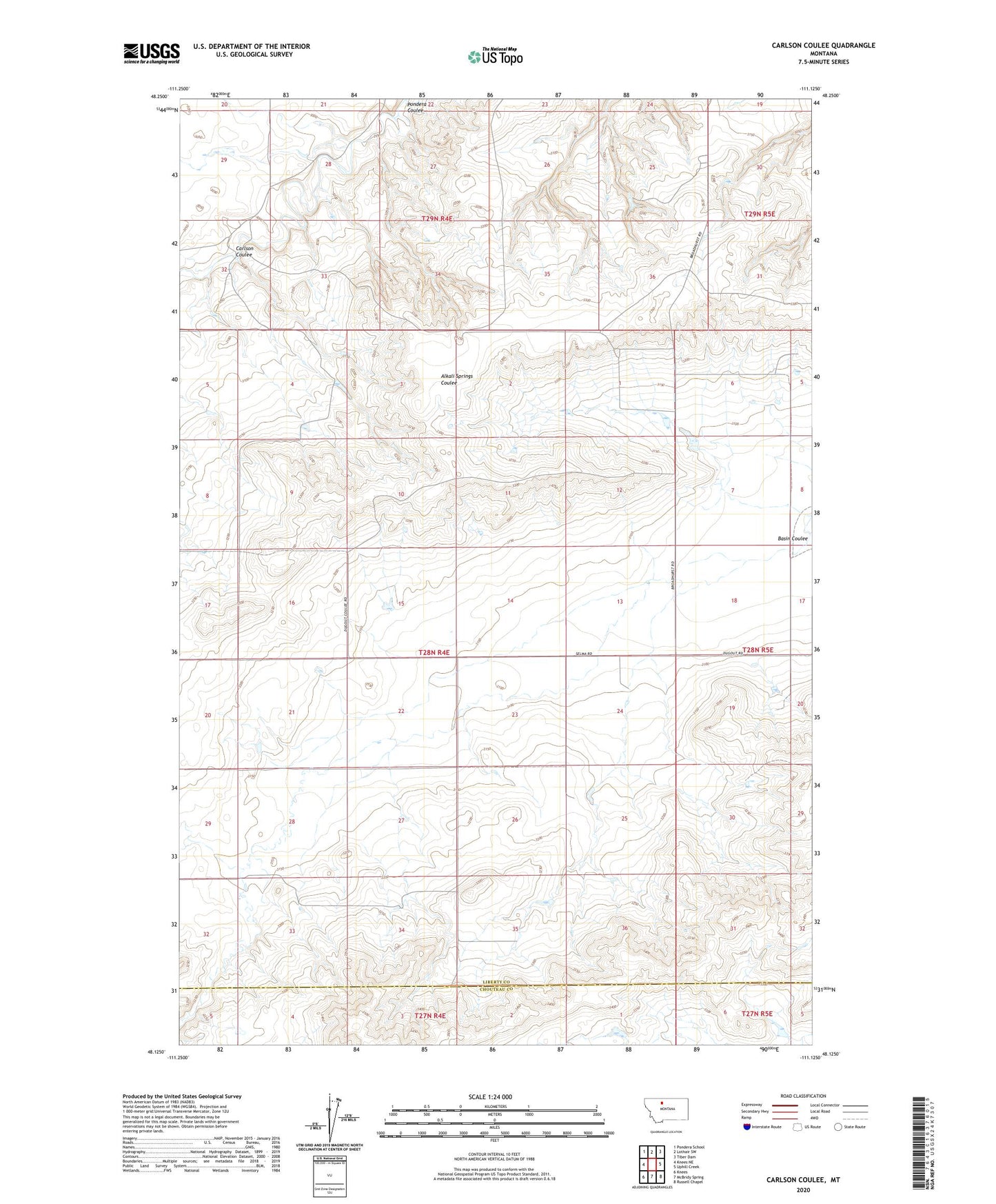 Carlson Coulee Montana US Topo Map Image